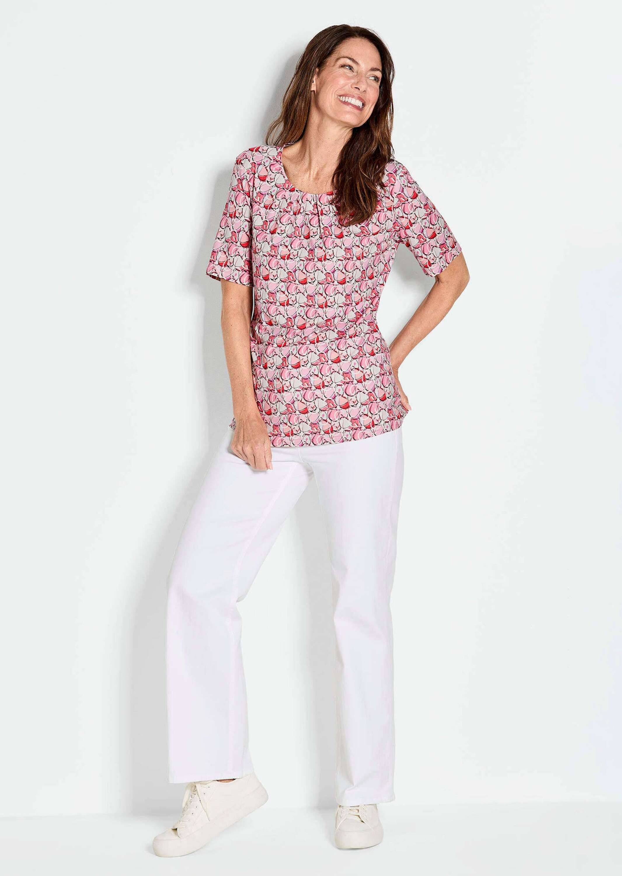 GOLDNER Print-Shirt »Kurzgröße Multicolor-Shirt mit Halbarm, Rundhalsausschnitt«