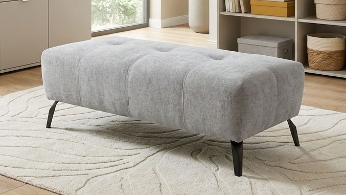 OTTO home Hocker "Viiborg 121 x 63 cm, mit Steppungen, elegant, modern" pflegeleichter Bezug, extra hohe Füße - passend für Saugroboter
