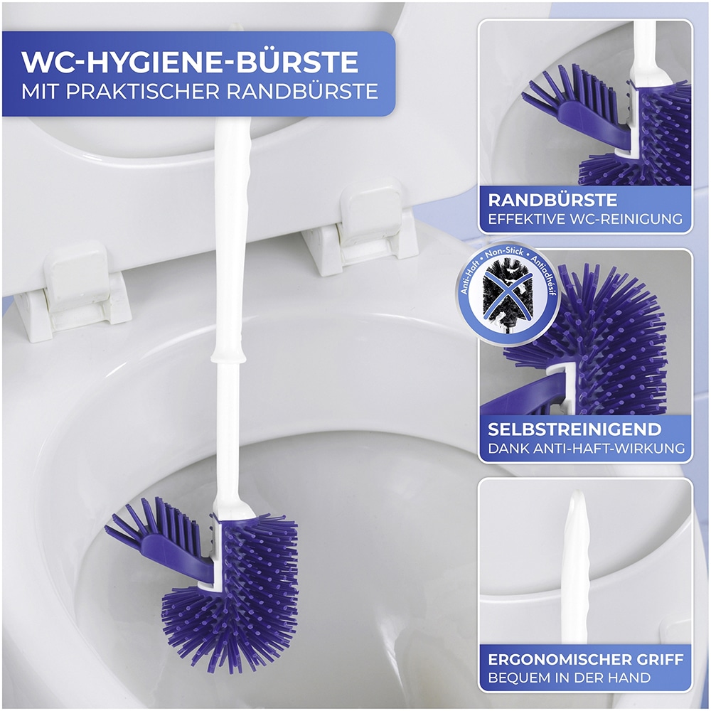 Maximex WC-Garnitur »Hygiene-Set«, 2 St., aus Polypropylen-thermoplastisches Gummi (TPR), WC-Bürstenhalter, Klobürsten mit Randbürste und Anti-Haft-Wirkung