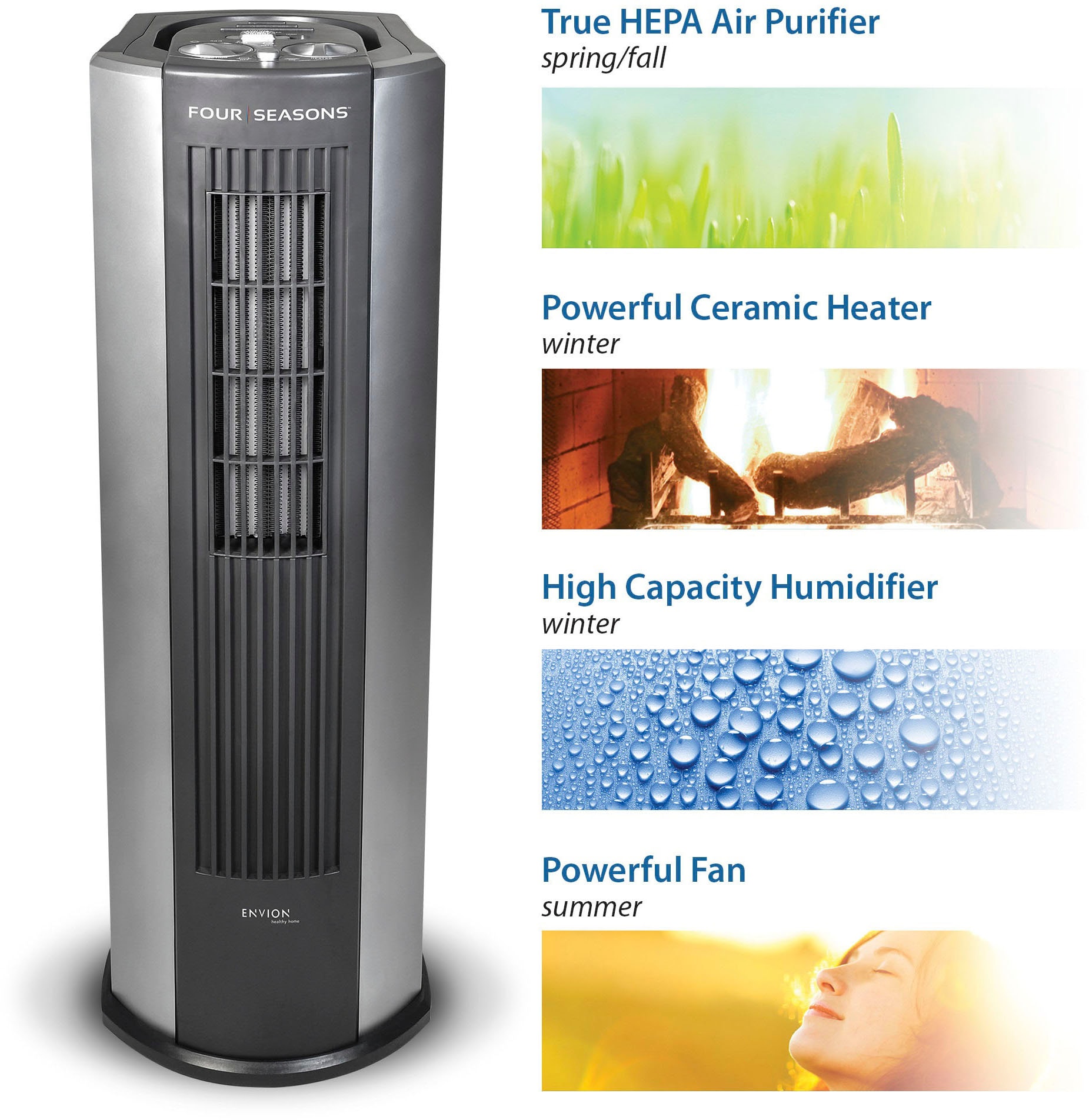 ENVION Kombigerät Luftreiniger, Ventilator und Heizlüfter »Four Seasons 4in1 FS200«, Luftbefeuchter
