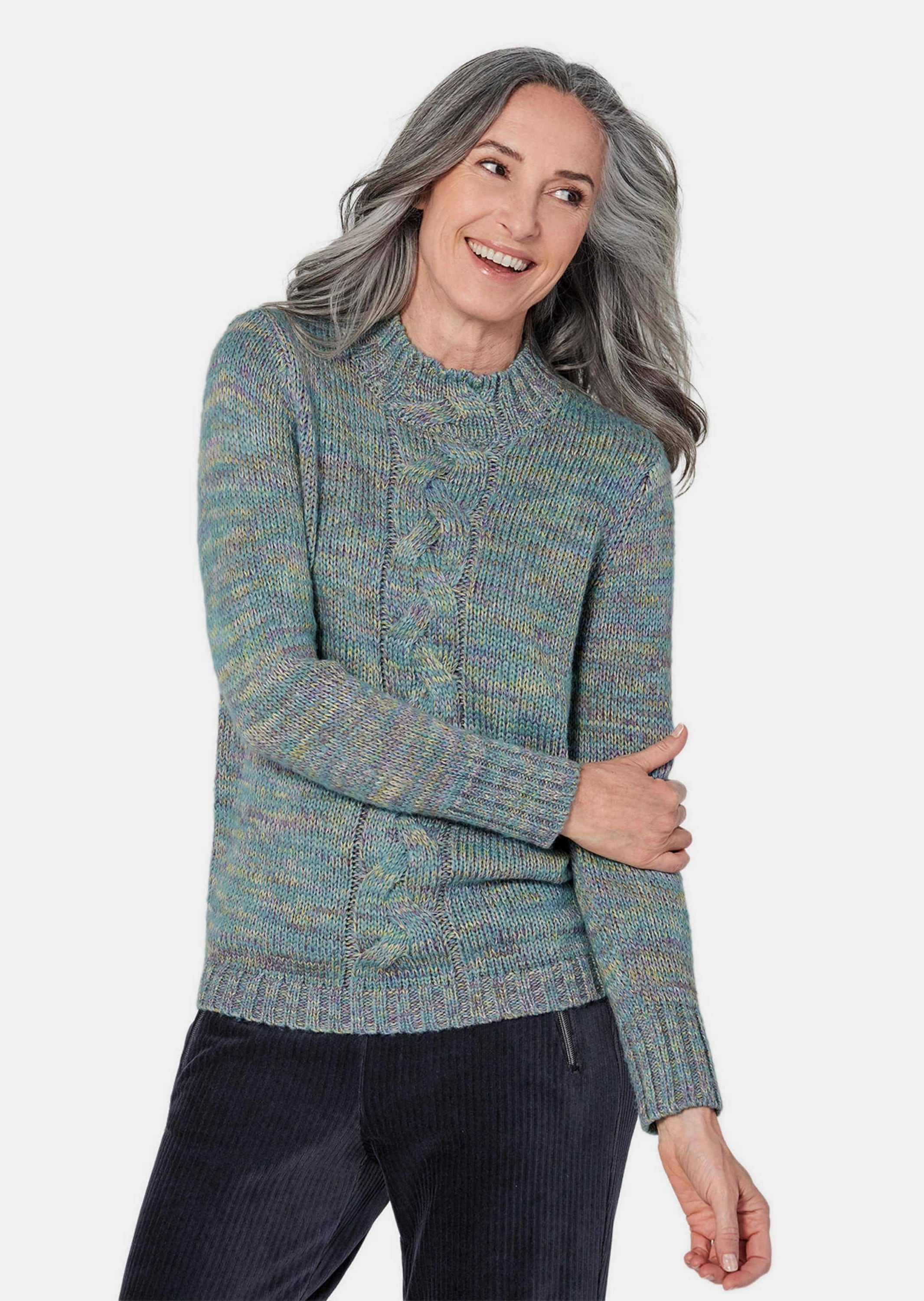 GOLDNER Rundhalspullover »Strickpullover Strickpullover mit Zopfstrick«