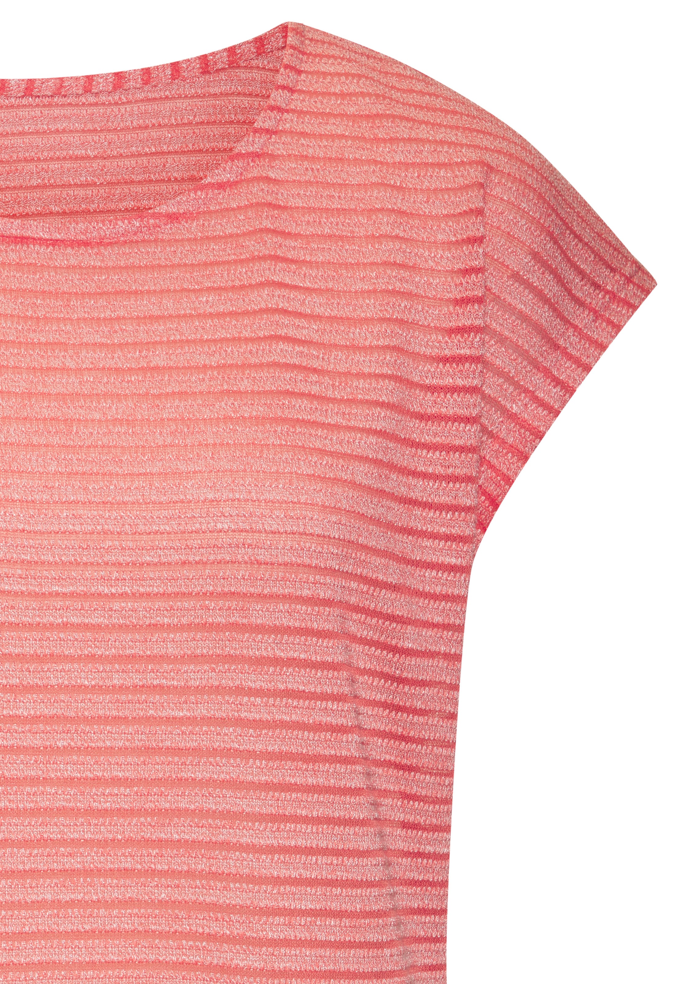 Kurzarmshirt VIVANCE "mit Streifenoptik", Damen, Gr. 36/38, rot (apricot), Obermaterial: 65% Polyester, 35% Viskose, Jacquardmuster, gestreift, bequem normal, Rundhals, angeschnitten, Shirts, aus pflegeleichter Viskose-Qualität 3