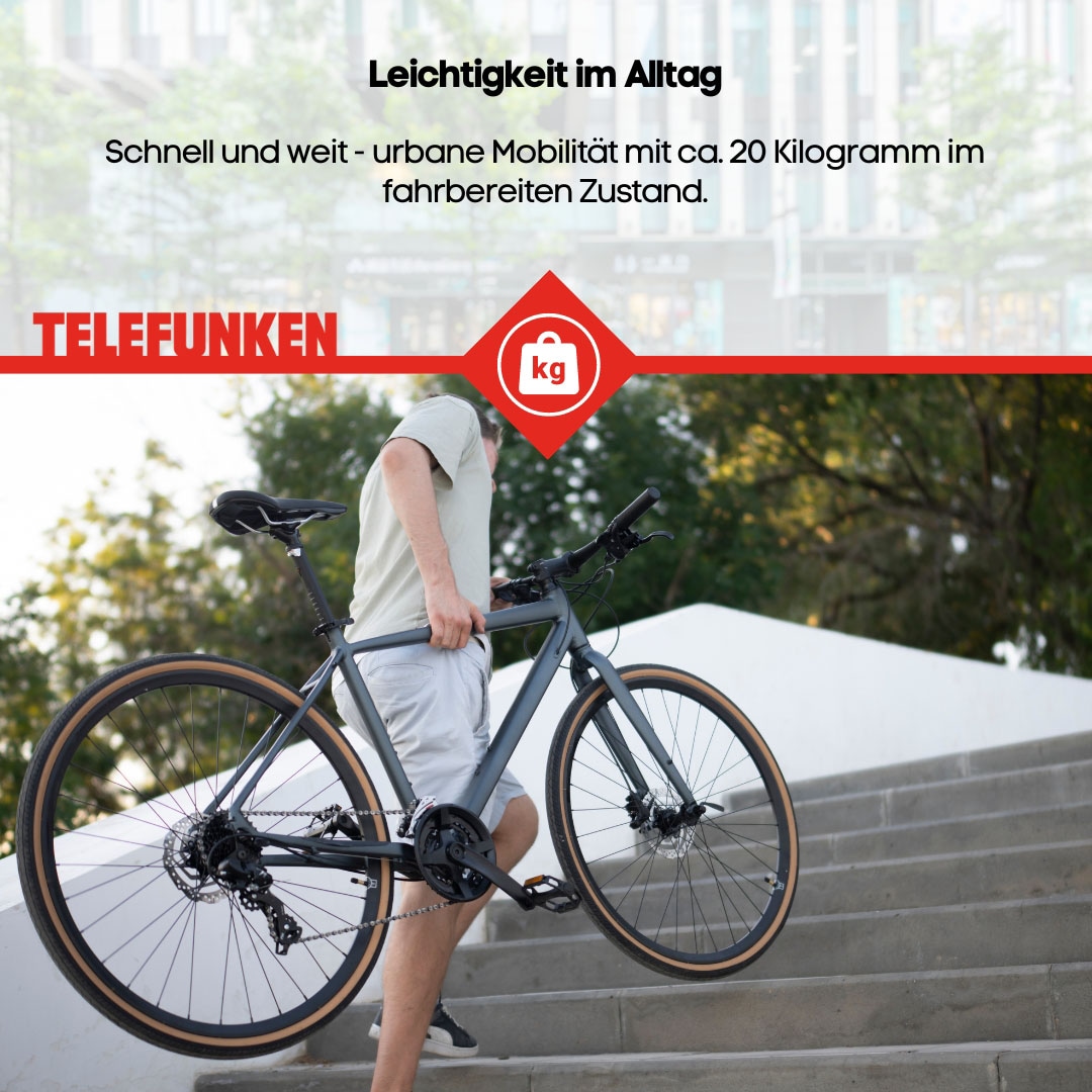 Telefunken E-Bike »UH200«, 7 Gang, Shimano, Heckmotor 250 W, (28 Zoll, Straßenzulassung, Scheibenbremsen), Pedelec, Elektrofahrrad für Herren u. Damen, Urbanbike, Cityrad