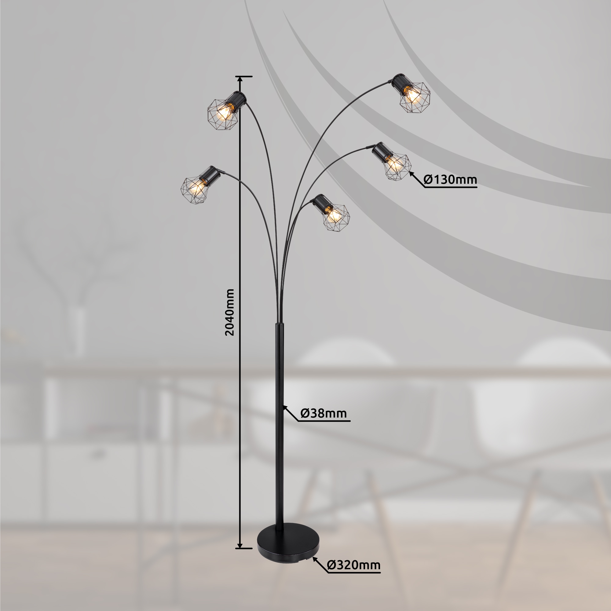 GLOBO LIGHTING Stehlampe »PRISKA« E27 1 Stk. Stehlampe Wohnzimmer Schlafzimmer Flur Design-Leuchte