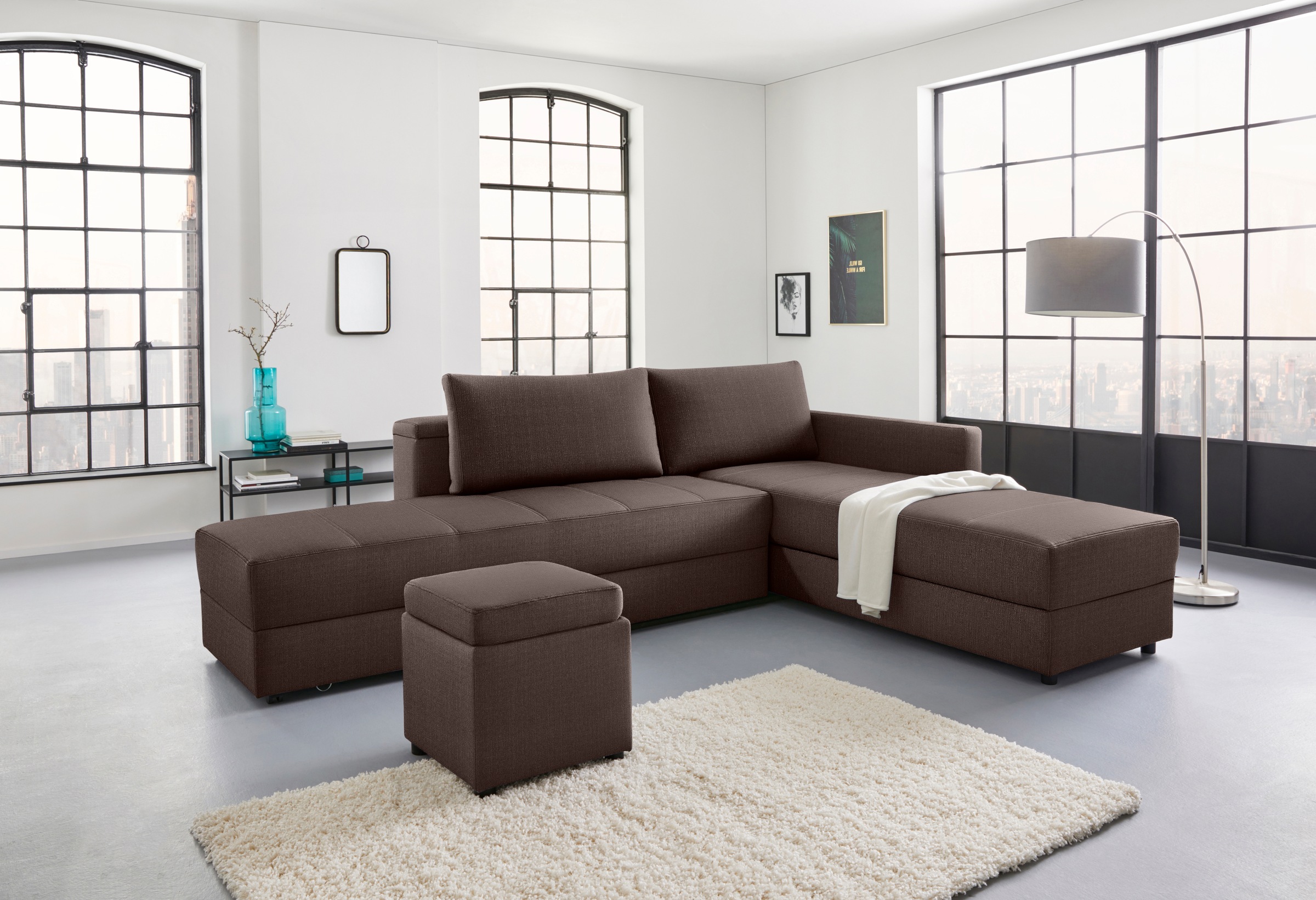 LOOKS by Wolfgang Joop Ecksofa »LooksIII L-Form«, durch Drehfunktion zum Bett wandelbar, inklusive Staufach