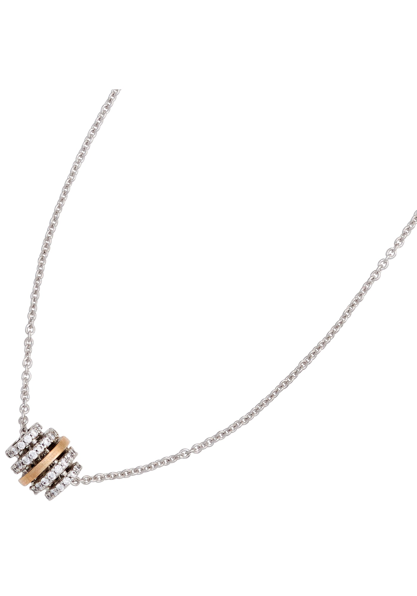 JOBO Kette mit Anhänger »Halskette mit 64 Diamanten« 14 Karat 585 Gold bicolor 45 cm