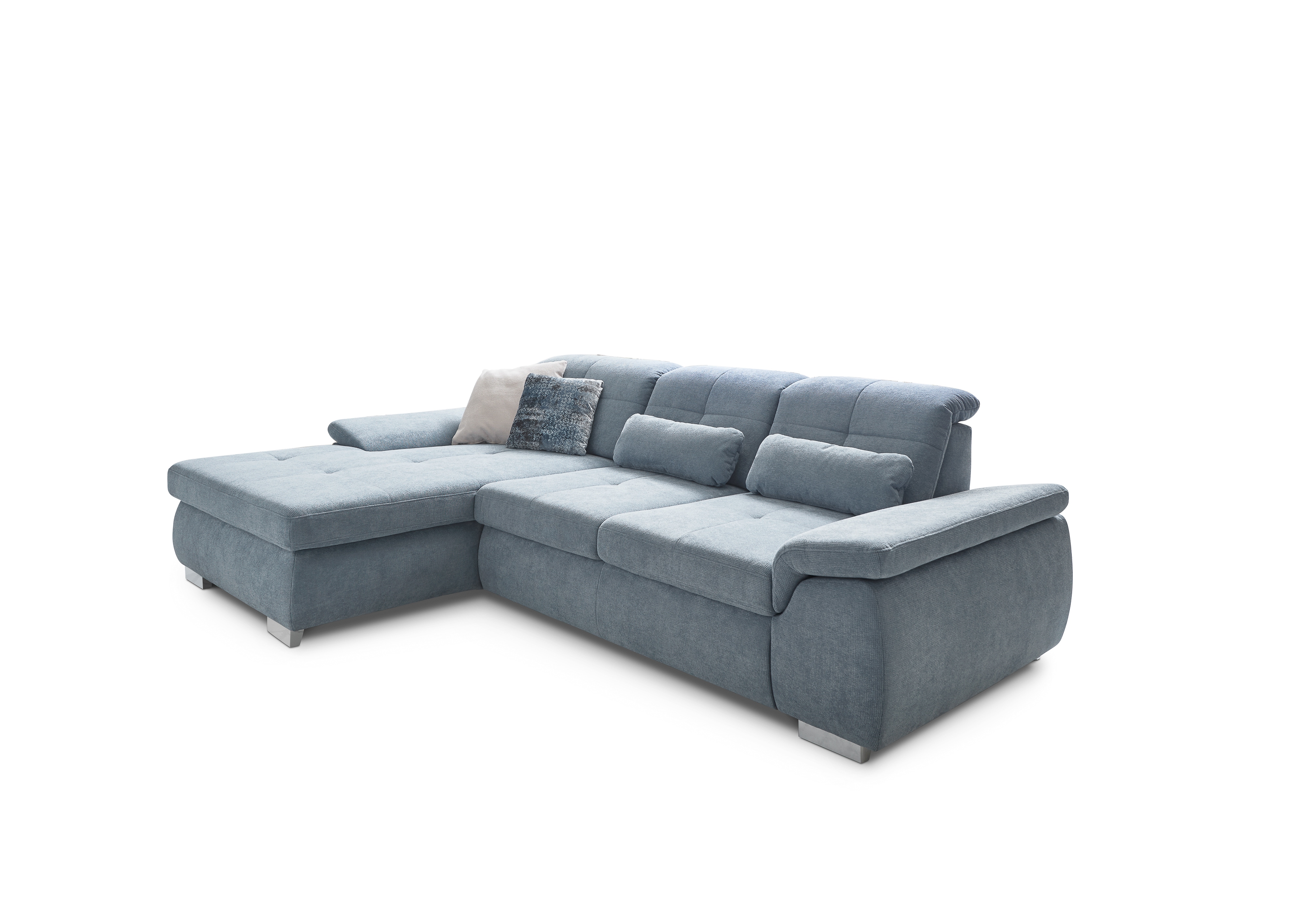 Die PlanBar Ecksofa "MP-IN16037 L-Form, Breite 289 cm, mit Kaltschaum-Polsterung" mit Sitztiefenverstellung & Zierkissen
