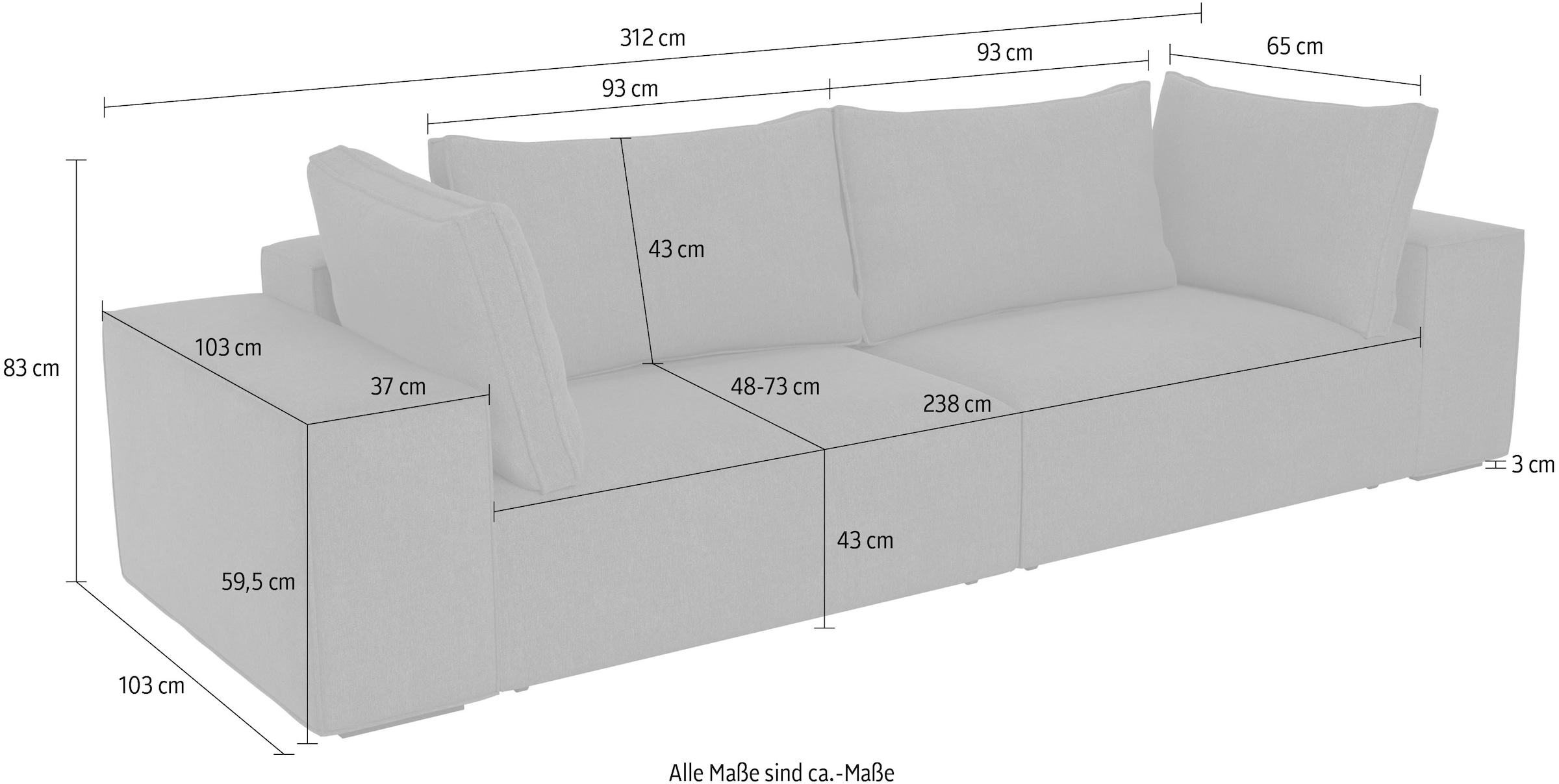 Trends by HG Big-Sofa »CONOR« Schlaffunktion + Bettkasten