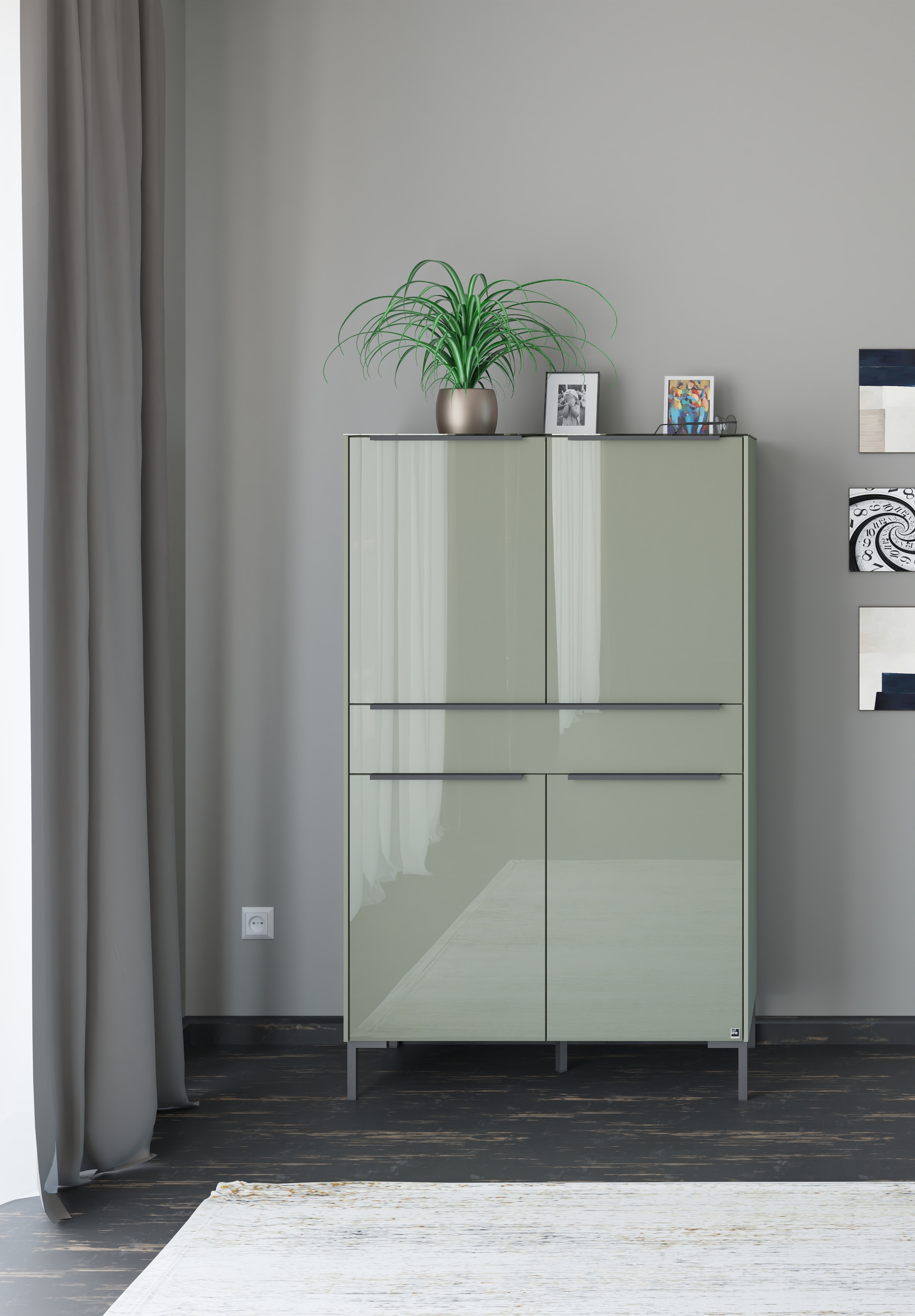 set one by Musterring Highboard "Reno" 1 Stk. tlg. Mit Winkelfuß in diversen Farben, 154 cm Höhe & Farbauswahl