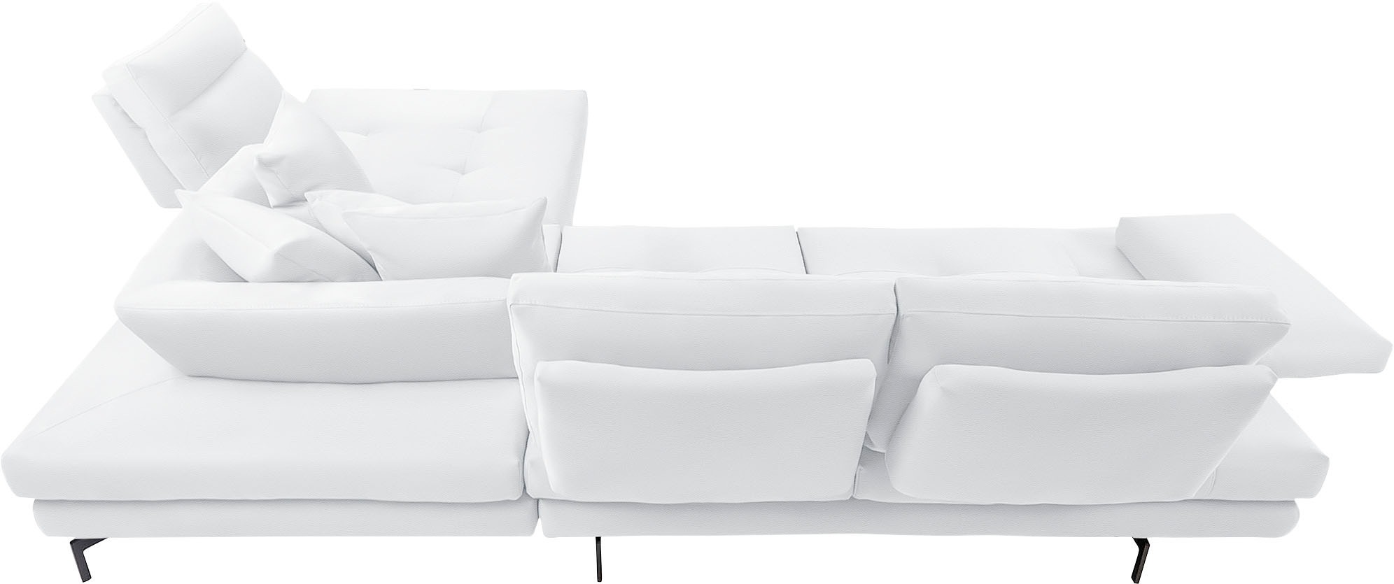 CALIA ITALIA Ecksofa »Toby Wing, Komfortsofa mit Sitzkomfort der Extraklasse, L-Form«, Sitztiefenverstellung, wahlw. mit Kissen-Set,Füße schwarz matt