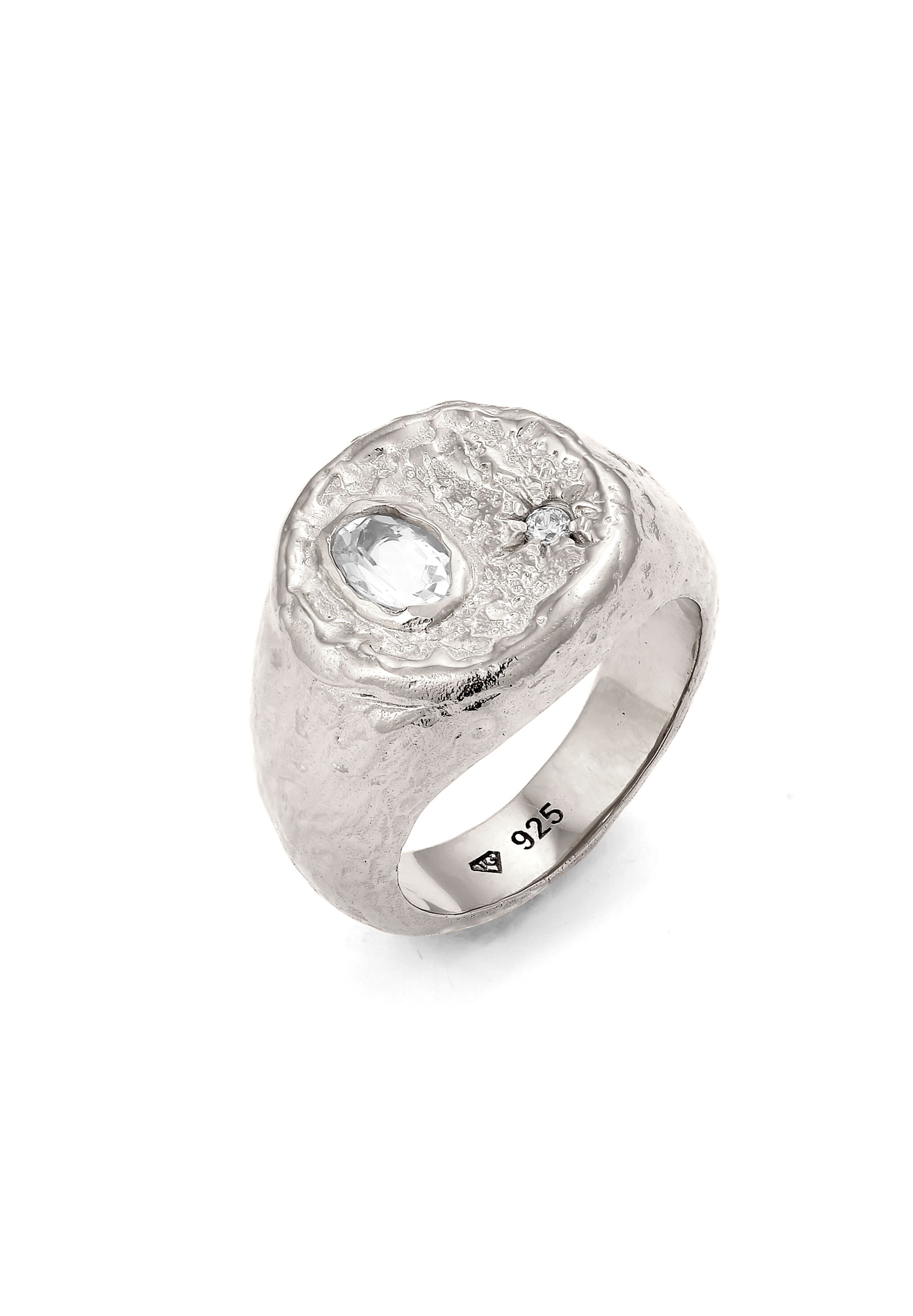 HAZE & GLORY Siegelring »Ring Siegelring Sonne Topas Weiß 925 Sterling Silber«