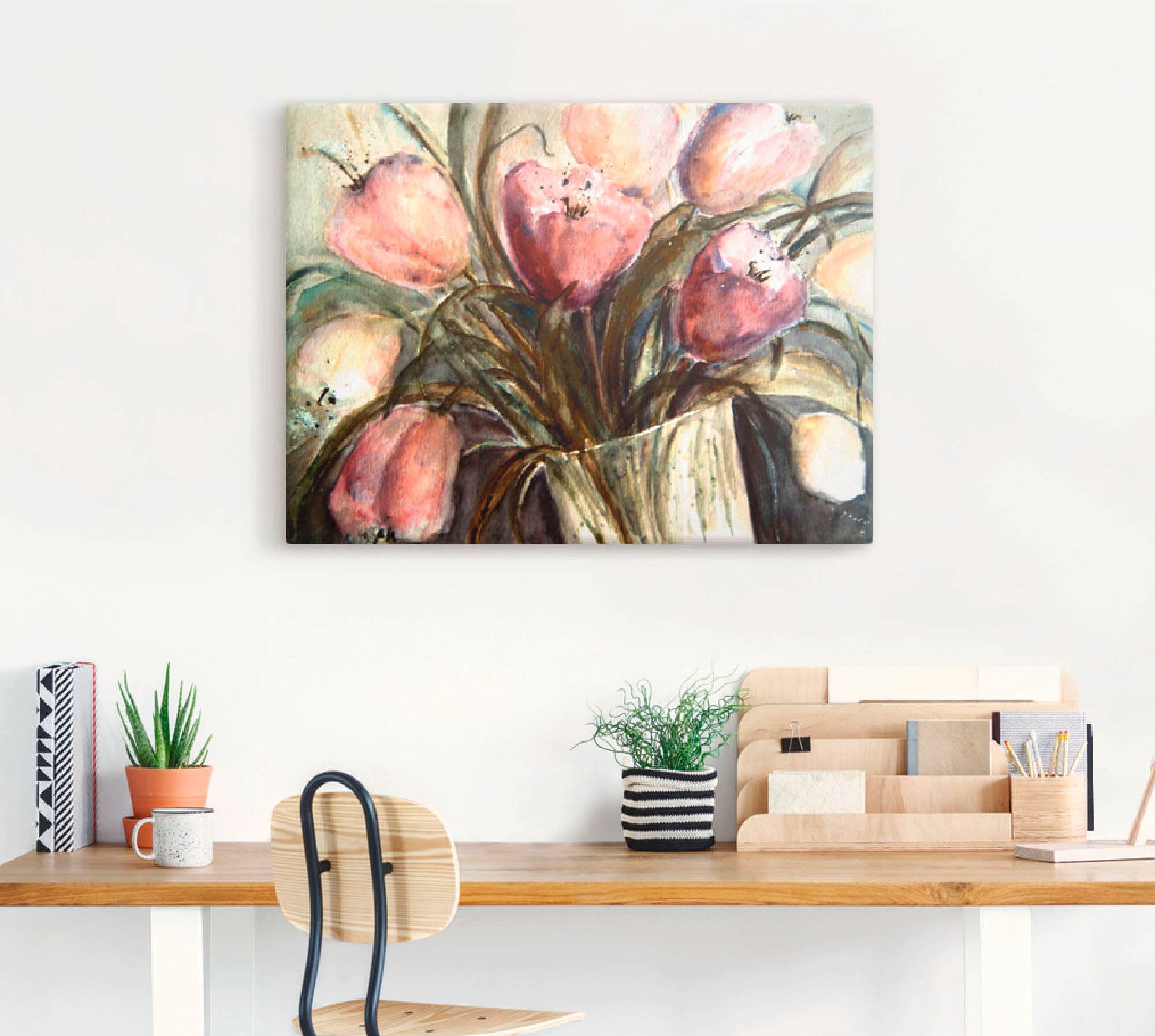 Artland Wandbild »Lila Tulpen in Vase«, Blumen, (1 St.), als Leinwandbild, Poster, Wandaufkleber in verschied. Größen