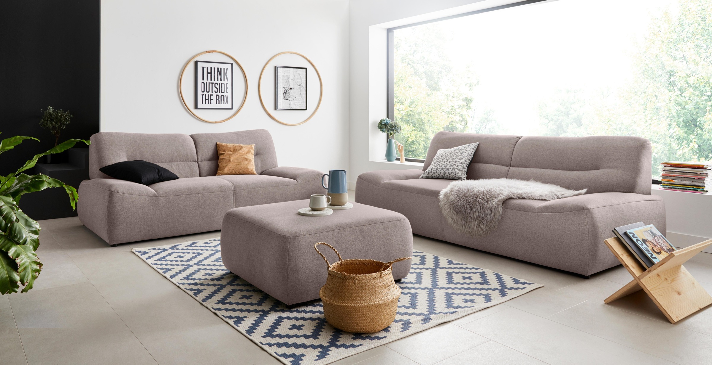 DOMO collection 2-Sitzer "Cesena modernes Sofa mit flachen Armlehnen, komfo günstig online kaufen