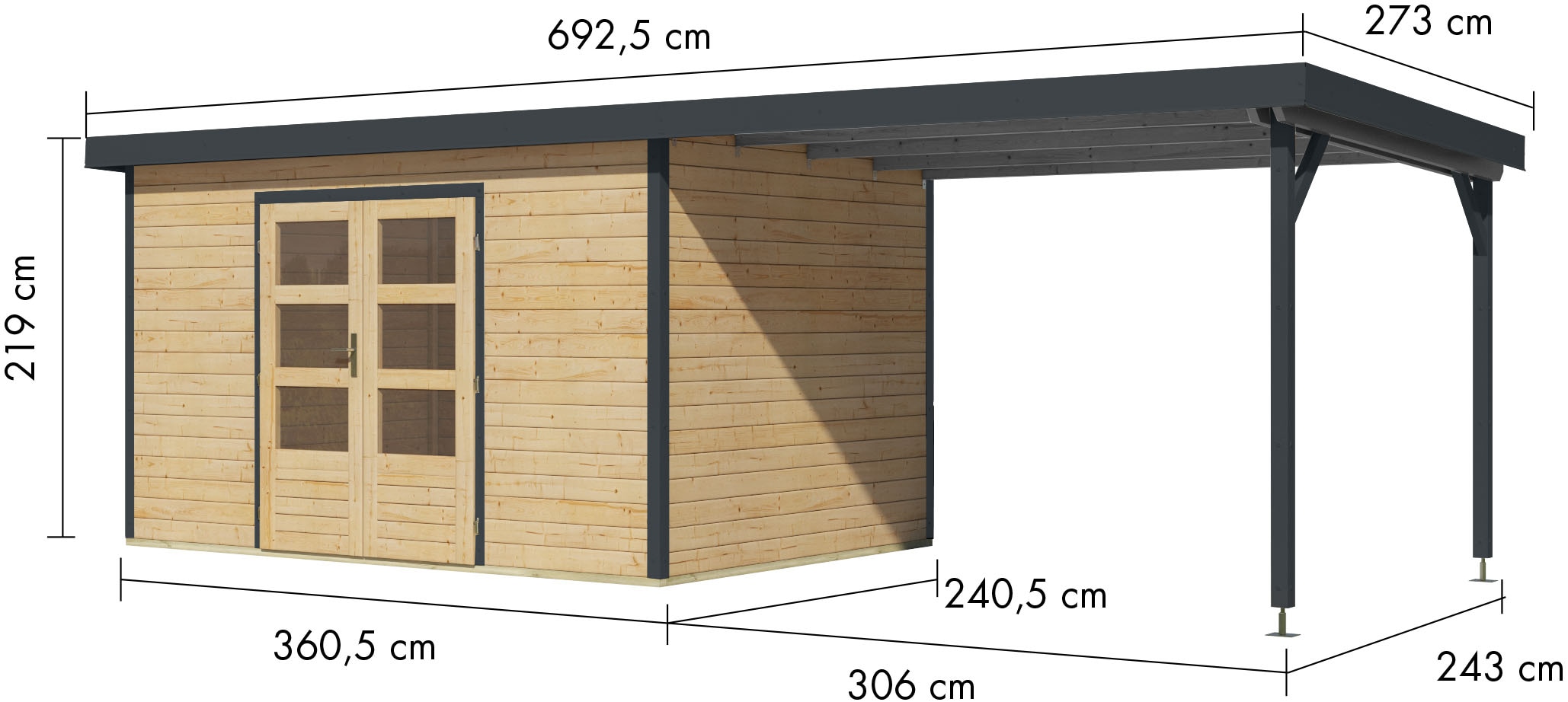 Karibu Gartenhaus »Pluto 7 A«, aus hochwertigen Materialien