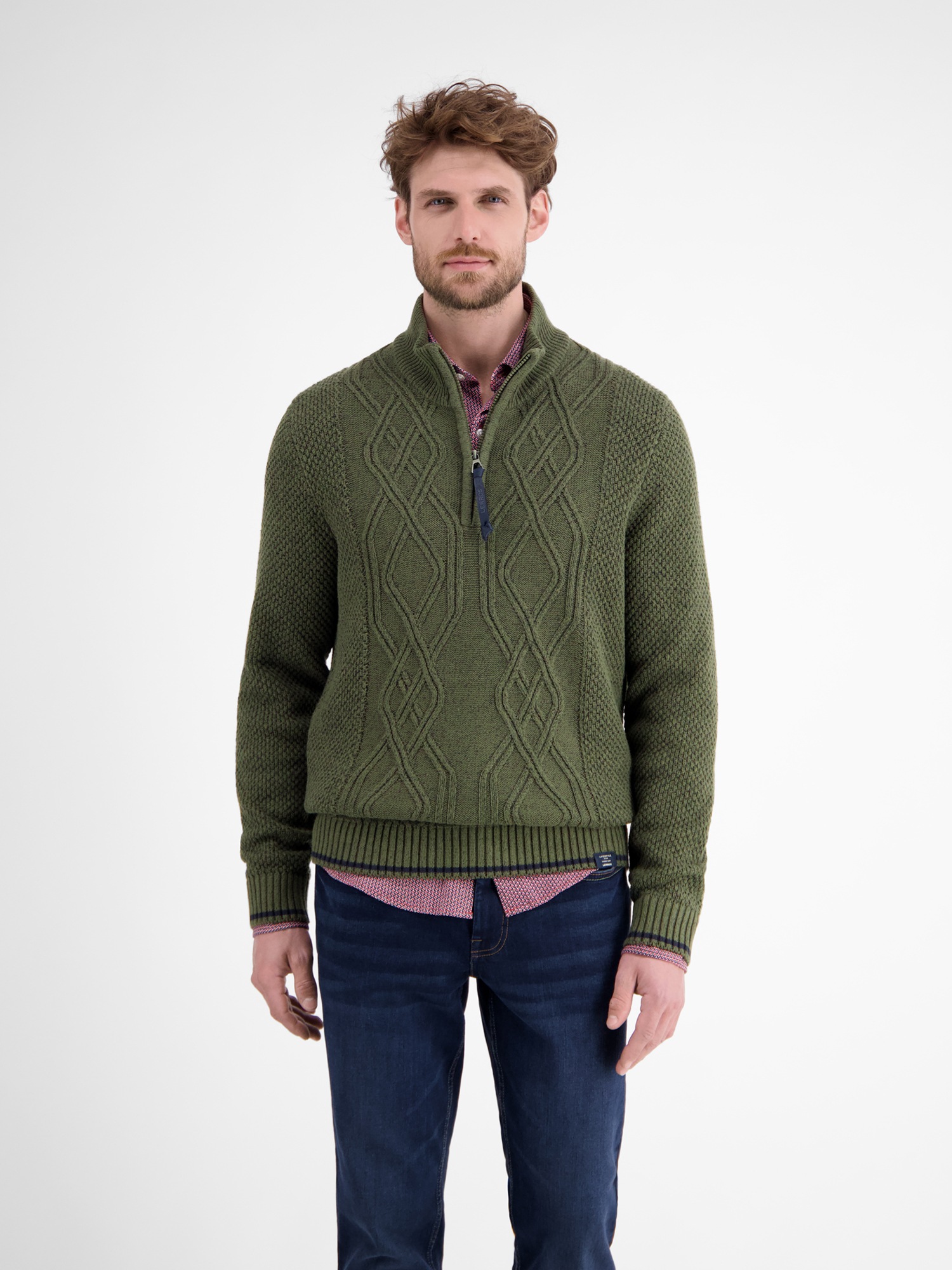 LERROS Strickpullover "LERROS Strickpullover mit Zopfmuster und Troyerkrage günstig online kaufen