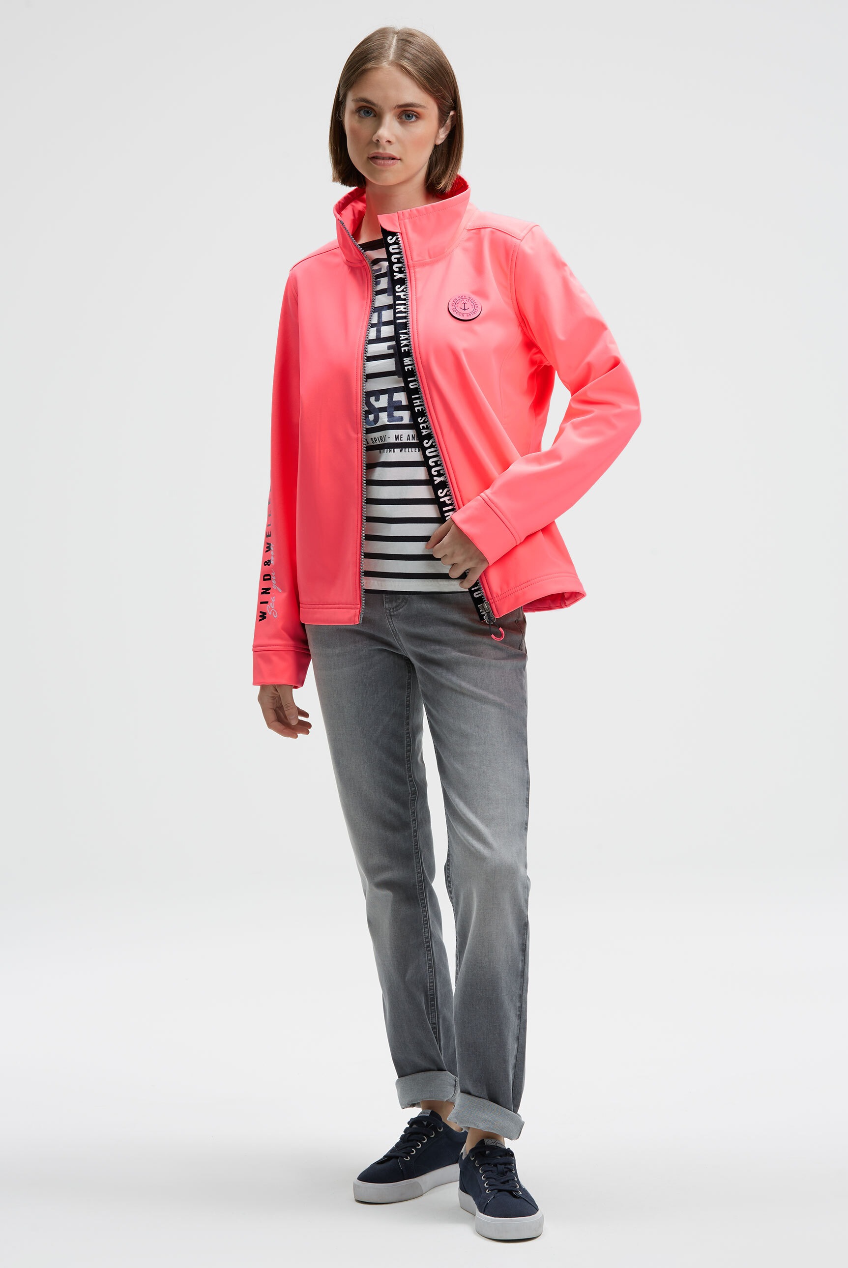 SOCCX Softshelljacke ohne Kapuze mit Stehkragen