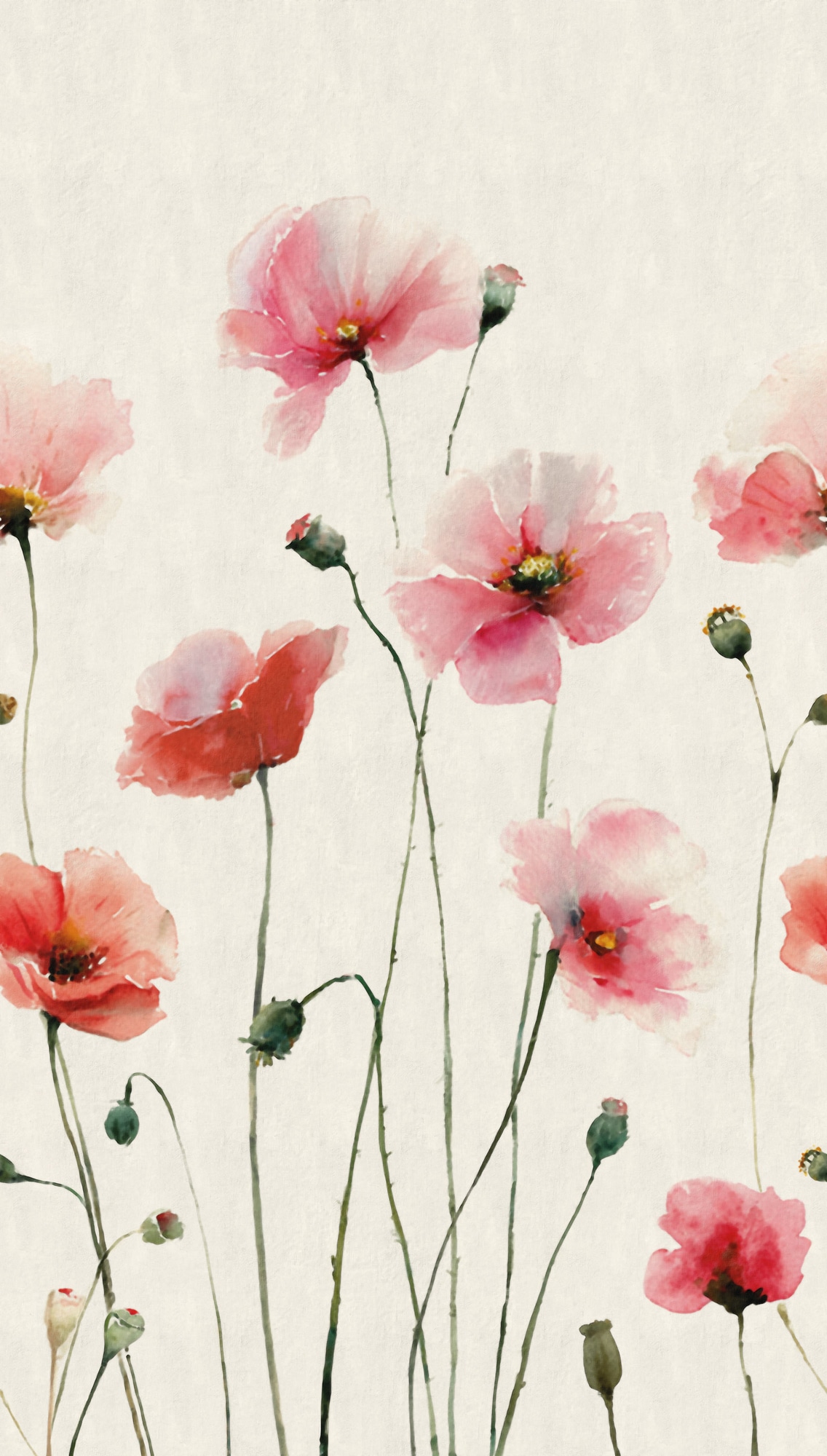 living walls Fototapete »The Wall 4 Flowers – Aquarell-Mohnblumen Vlies-Fototapete« botanisch | floral | matt leicht strukturiert Aquarell-Mohnblumen mit fließender Tiefenwirkung