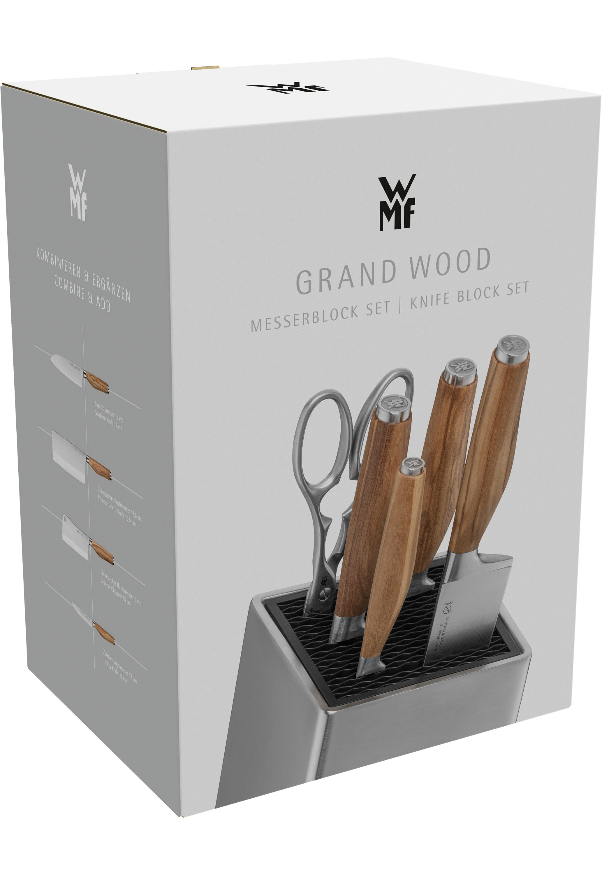 WMF Messerblock »Grand Wood«, 6 tlg., 6-teilig, Olivenholzgriffe, Spezialklingenstahl, perfekt ausbalanciert