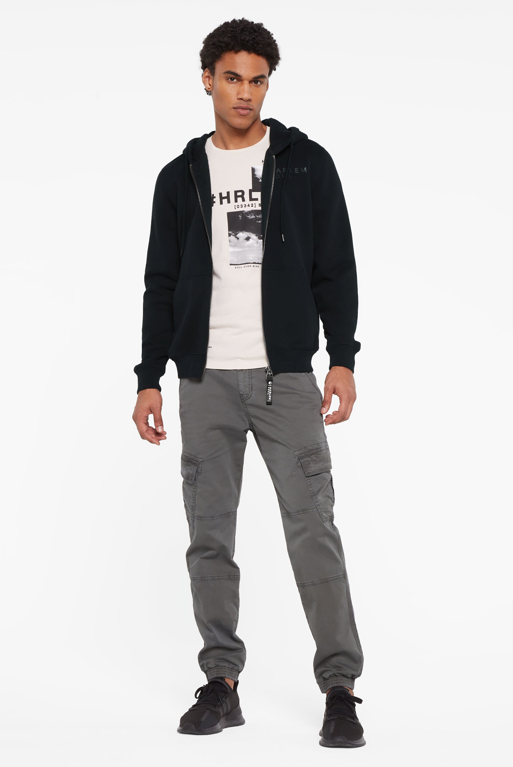 Harlem Soul Kapuzensweatjacke, mit Logo-Print