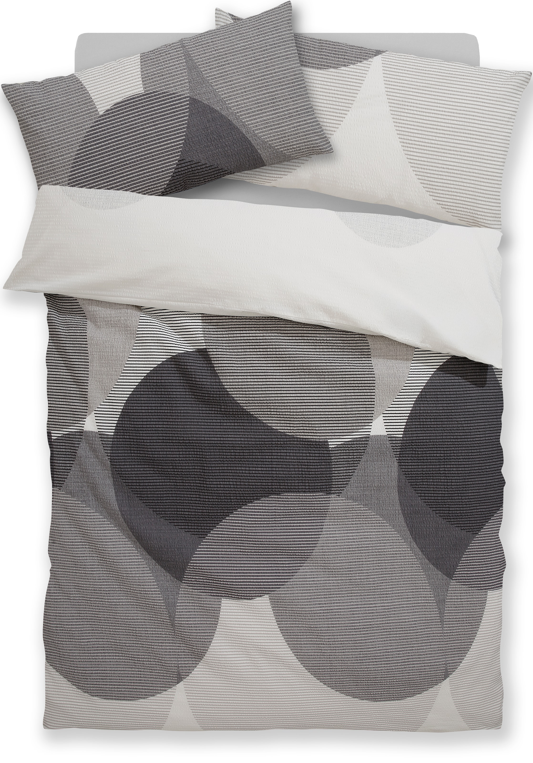 BIERBAUM Bettwäsche »Carla in Gr. 135x200 oder 155x220 cm«, Bettwäsche aus Baumwolle, geometrische Bettwäsche mit Reißverschluss