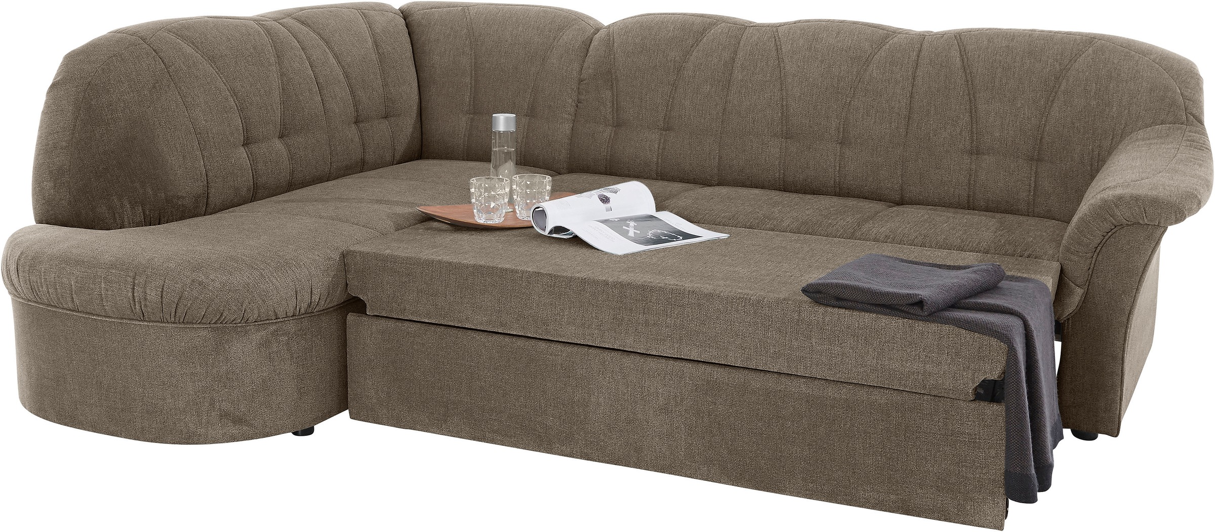 DOMO collection Ecksofa »Pegnitz, elegante Rückensteppung, zeitlose Formensprache, L-Form«, wahlweise mit Bettfunktion