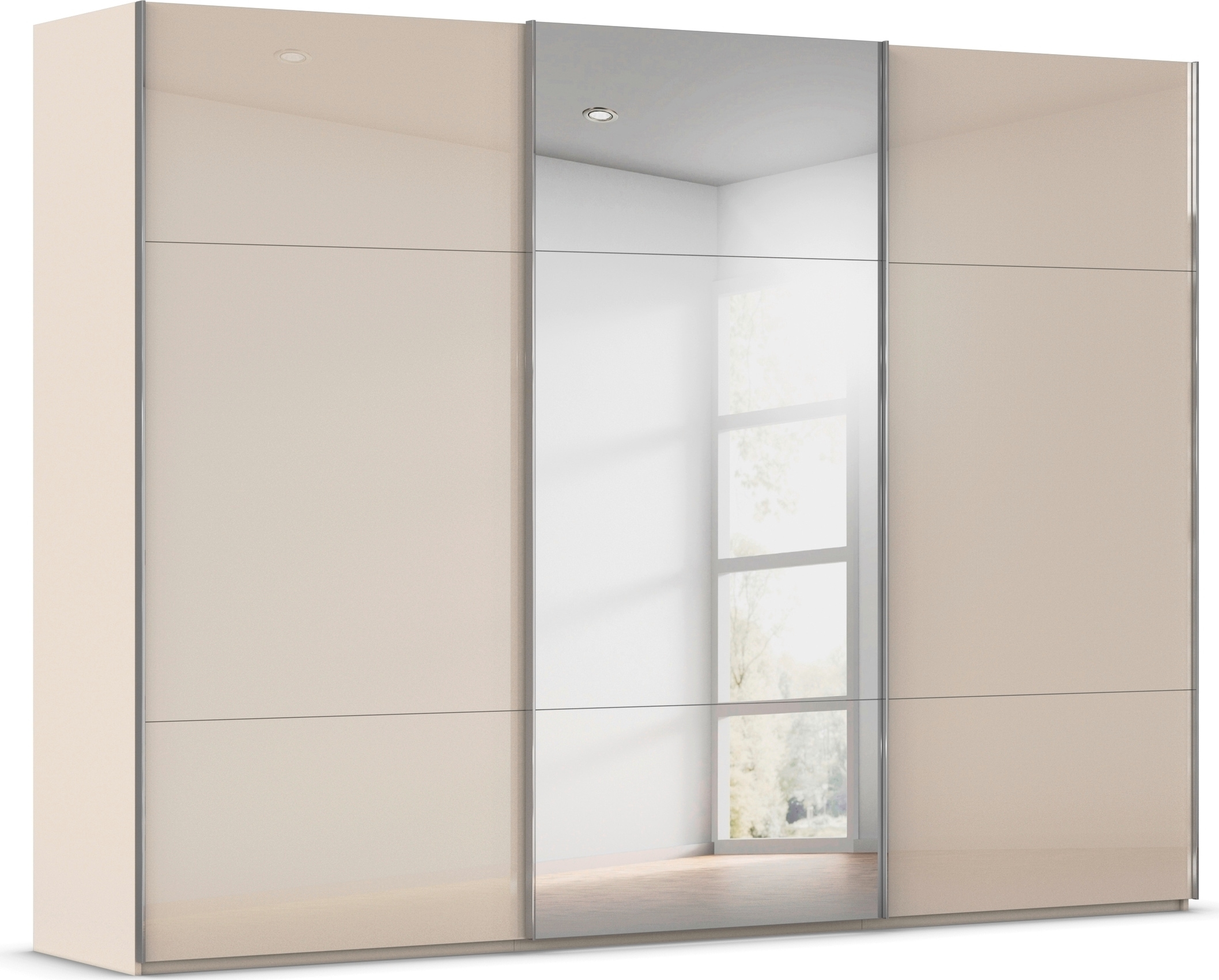 rauch Schwebetürenschrank "Kleiderschrank Schrank Garderobe Schlafzimmerschrank CONTIDO" 3 verschiedene Ausstattungen BASIC/CLASSIC/PREMIUM (inkl. SOFT-CLOSE), aus hochwertigem Material in 6 Breiten 2 Griff-Farben MADE IN GERMANY