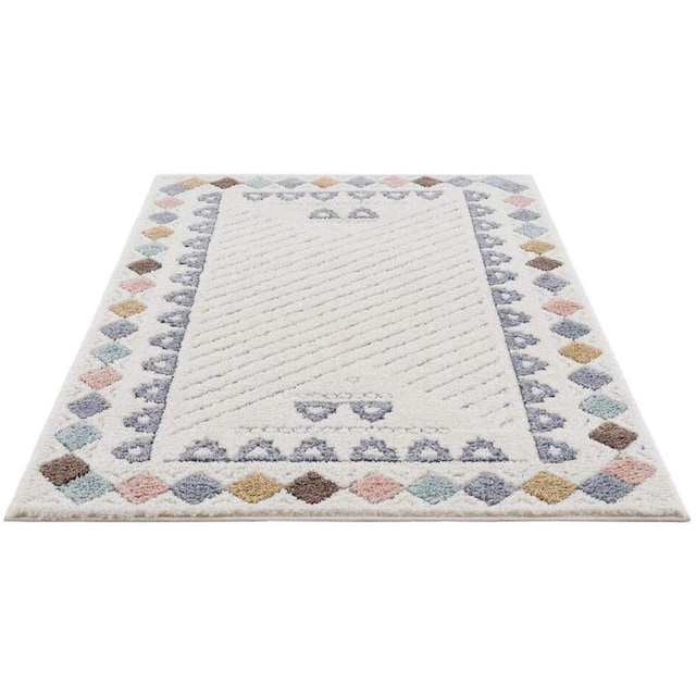 Carpet City Hochflor-Teppich »Focus 3034«, rechteckig, Boho-Teppich mit  Bordüre, bunt, besonders weich, 3D-Effekt | BAUR