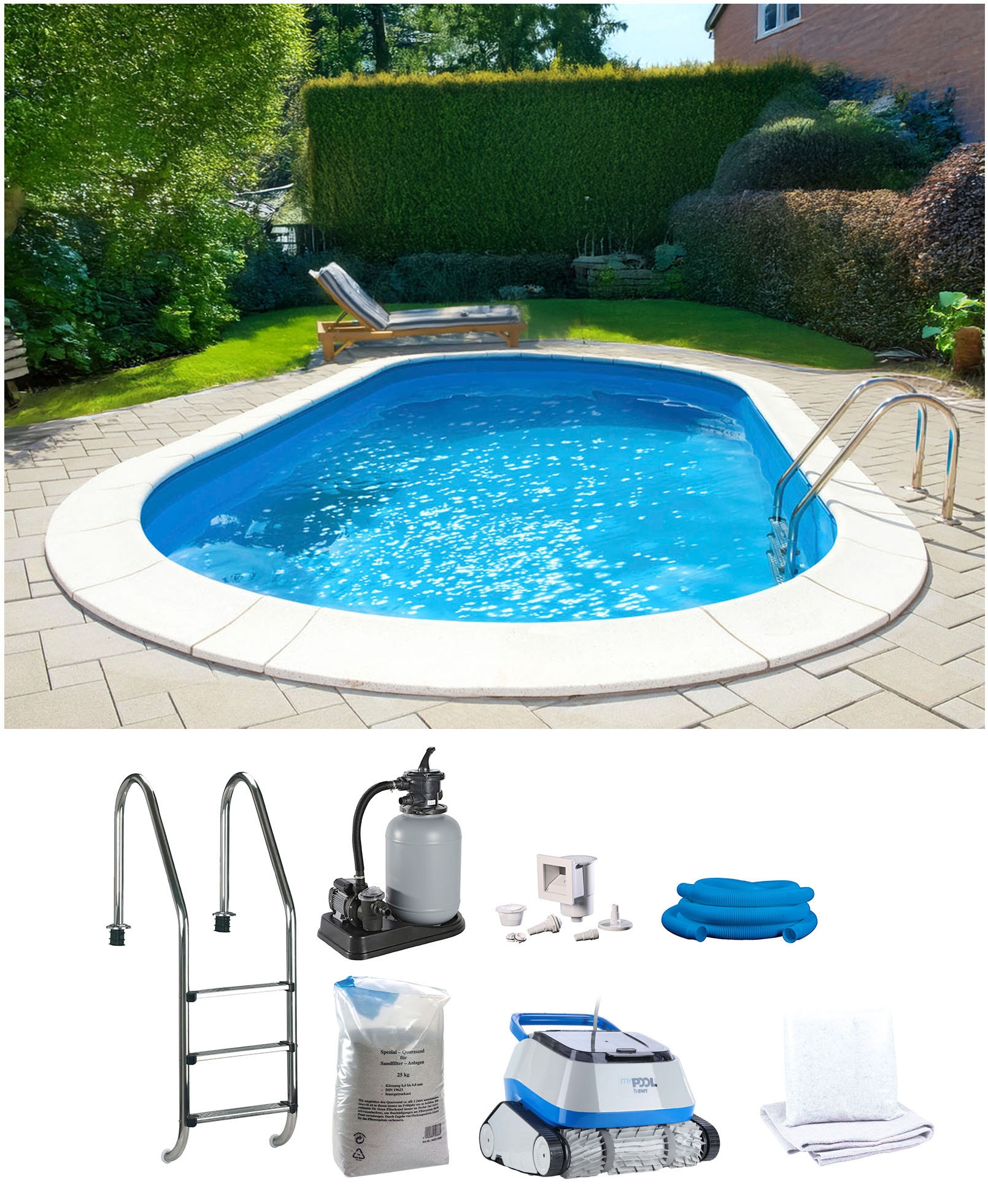 my POOL BWT Ovalpool "POWER, BxLxH: 360x737x120 cm" in 2 Folienfarben erhältlich, inkl. Poolroboter POWER ONE4ALL