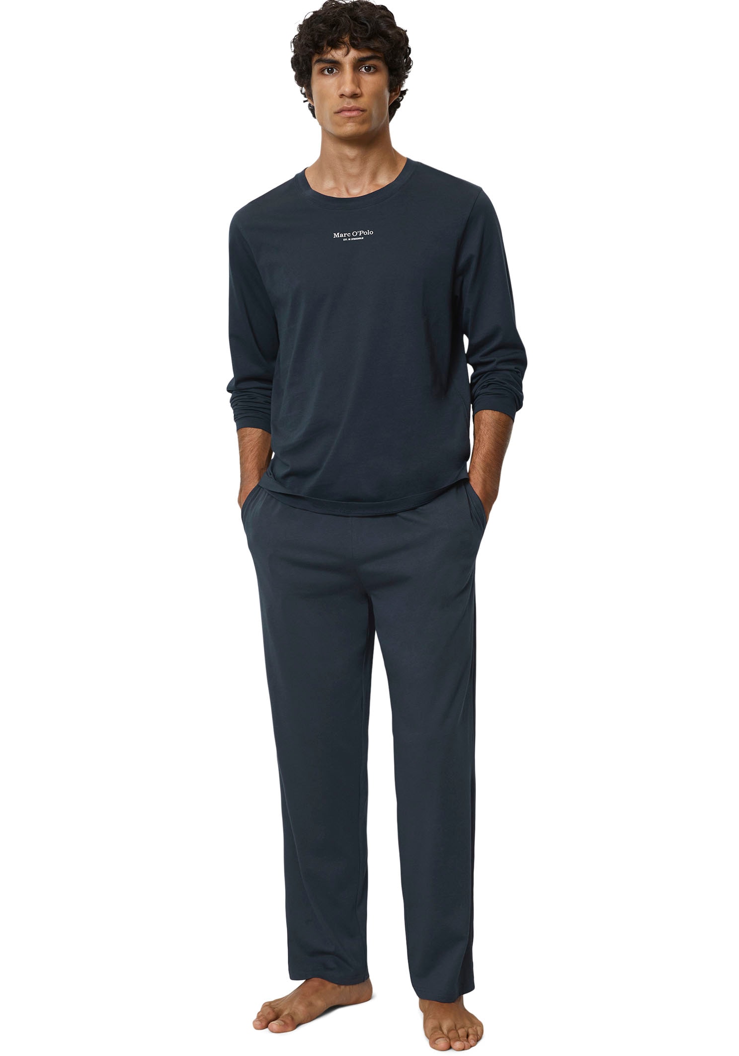 Marc OPolo Pyjamaoberteil "Mix & Match Cotton" mit Langarm und Logoprägung günstig online kaufen