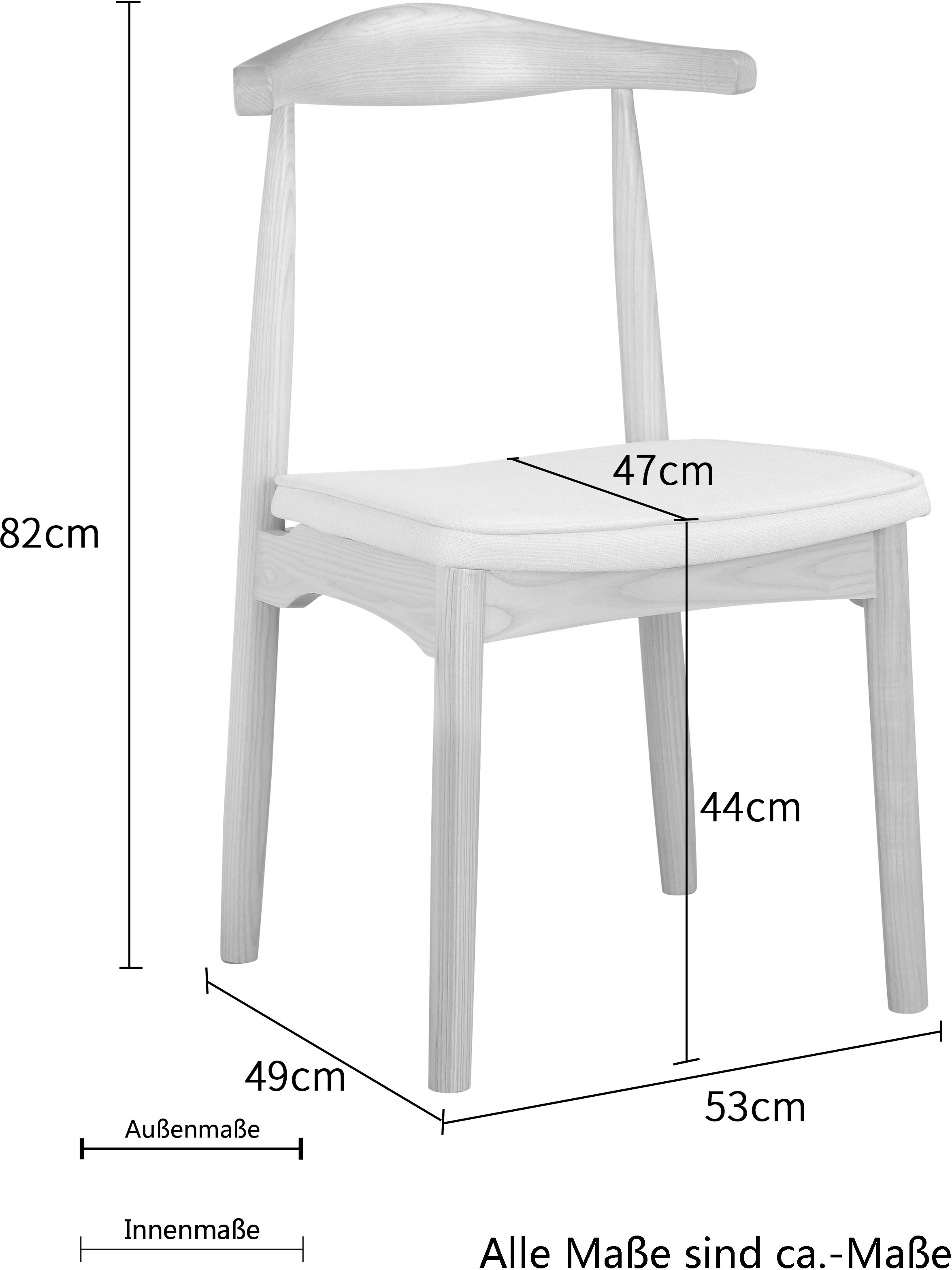 LeGer Home by Lena Gercke Esszimmerstuhl »Rianne, TOPSELLER!, OTTOs Choice«, (Set), 2 St., Gestellrahmen aus massivem Eschenholz, Sitzfläche mit Webstoffkissen