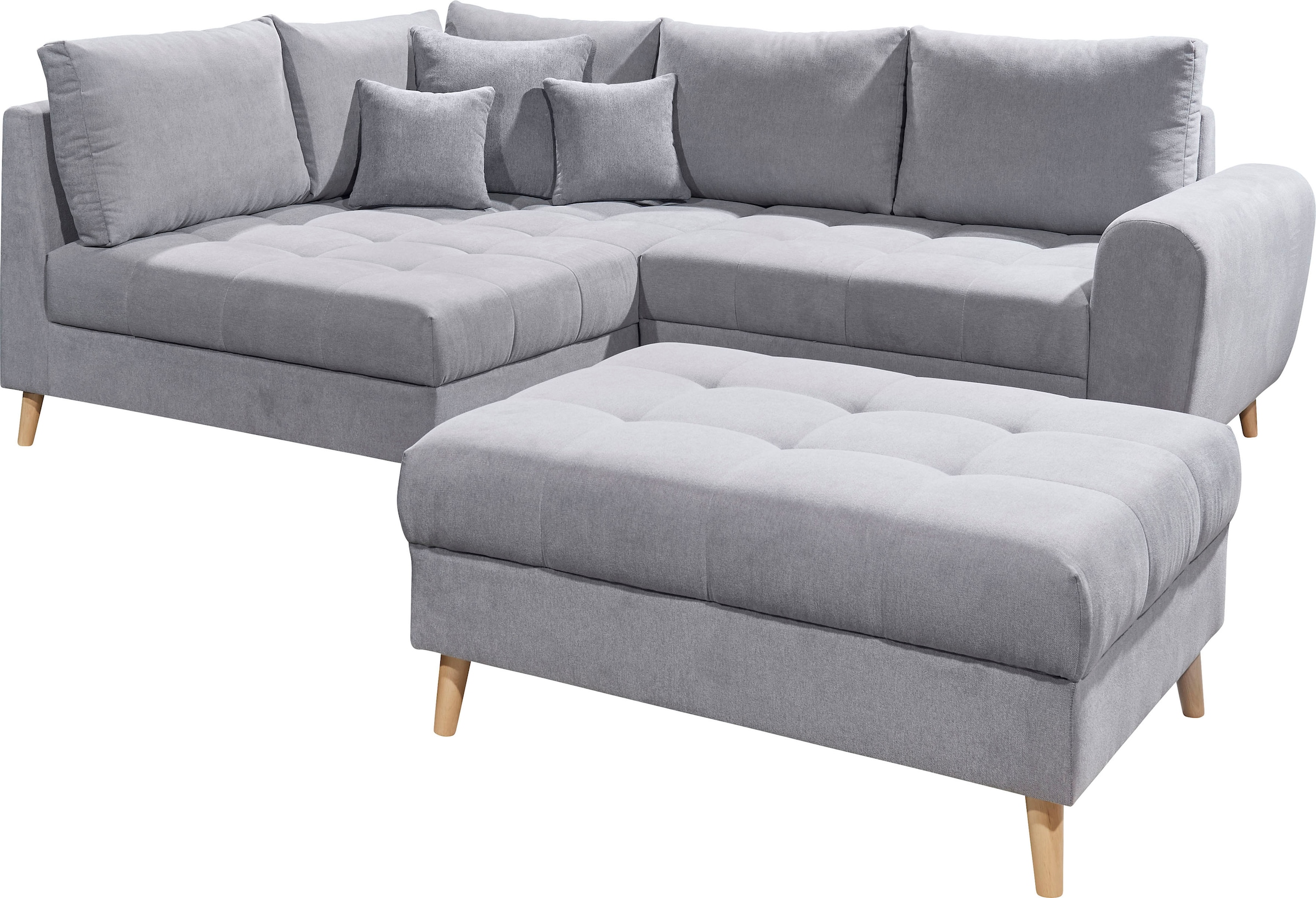 ED EXCITING DESIGN Ecksofa "Alice L-Form" mit Hocker & 3 Zierkissen günstig online kaufen