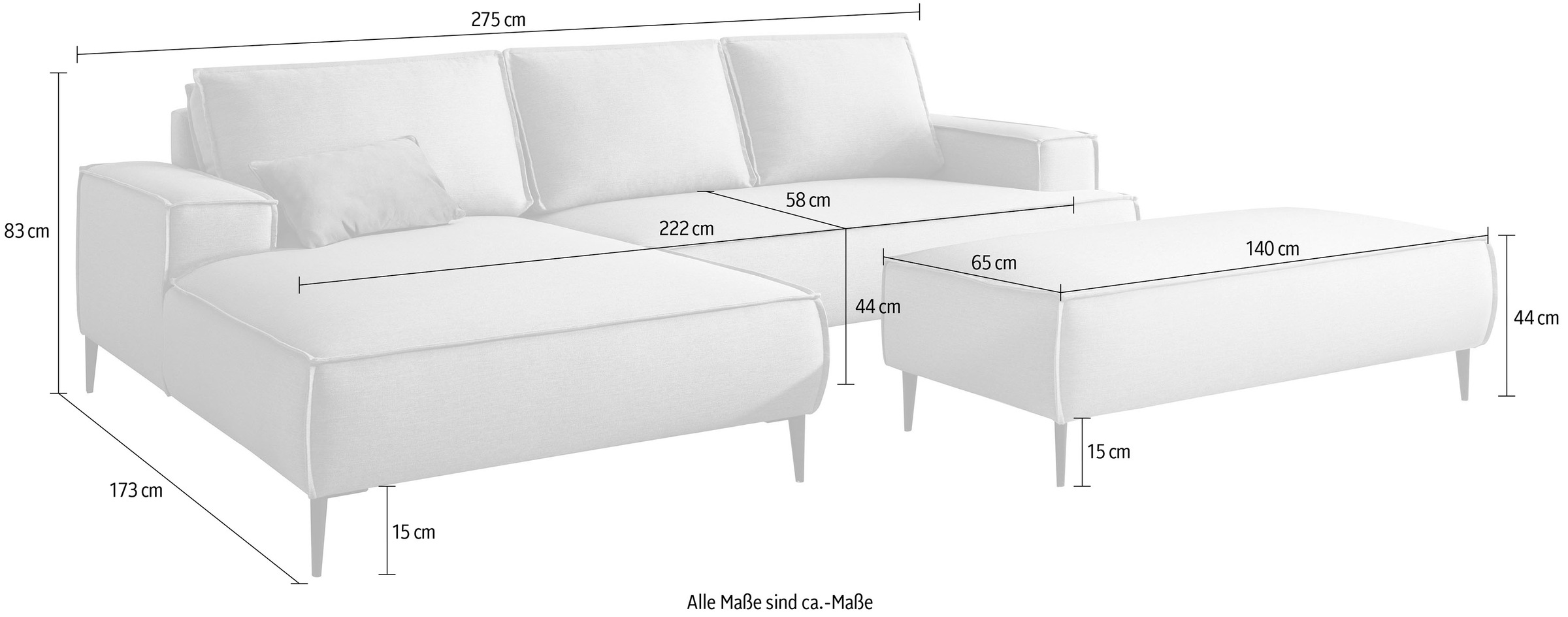 andas Sitzgruppe »TVINNU, Polsterecke L-Form, Schlaffunktion, mit Hocker« Set, 2 Stk. tlg. Set, stellbar zum Schlafsofa (Krokodilverbinder)