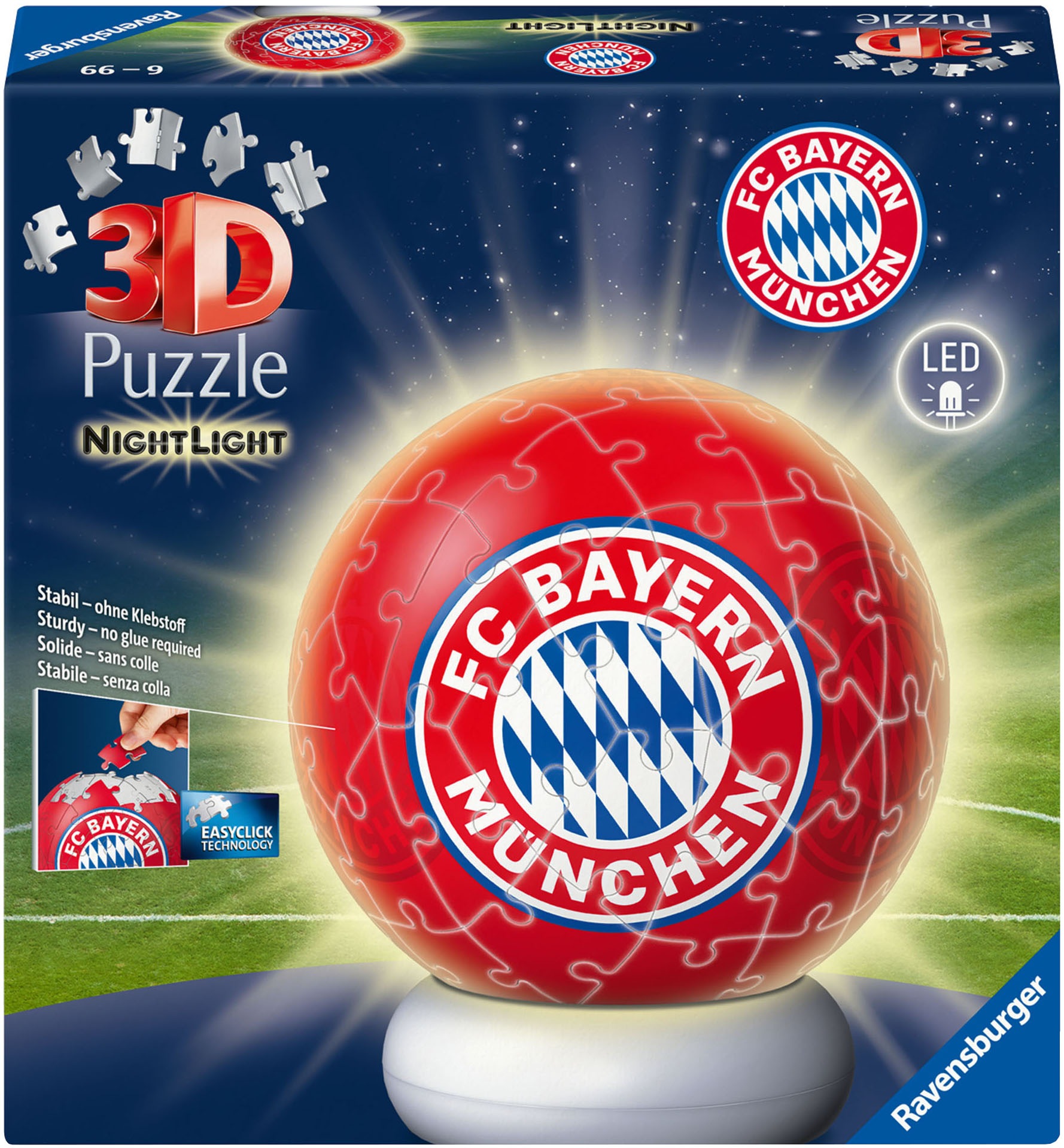 Ravensburger Puzzleball »Nachtlicht FC Bayern München« beleuchtet