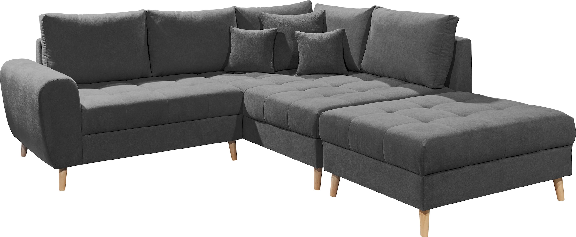 ED EXCITING DESIGN Ecksofa »Alice L-Form«, (Set), mit Hocker, Rückenkissen, Zierkissen, frei im Raum stellbar