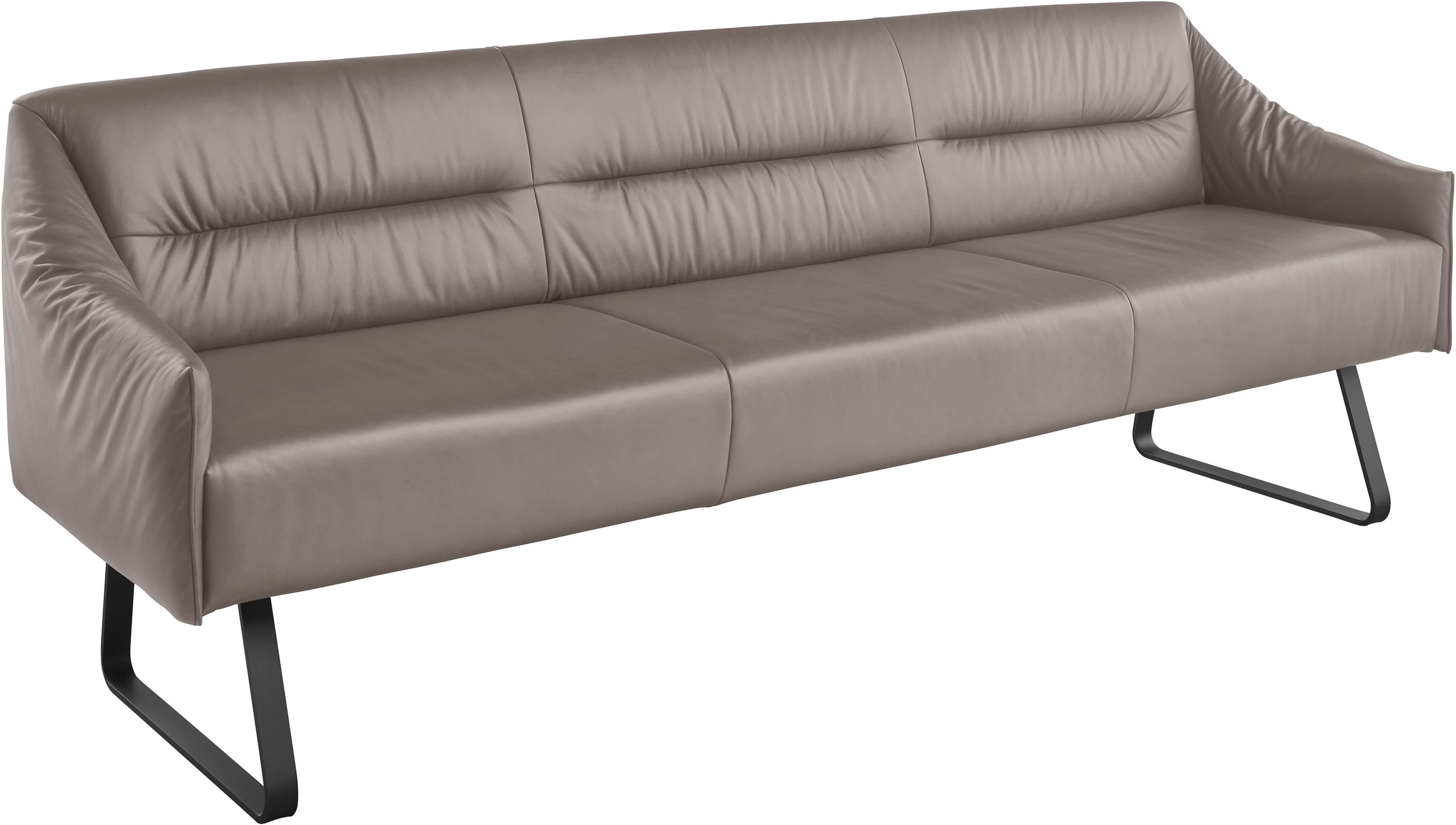 Essbank MUSTERRING "JustB SP500", grau (light grau), B:232cm H:86cm T:70cm, Sitzbänke, Essbank, Metallkufe schwarz, verschiedene Farben, Breite 220 oder 250 cm