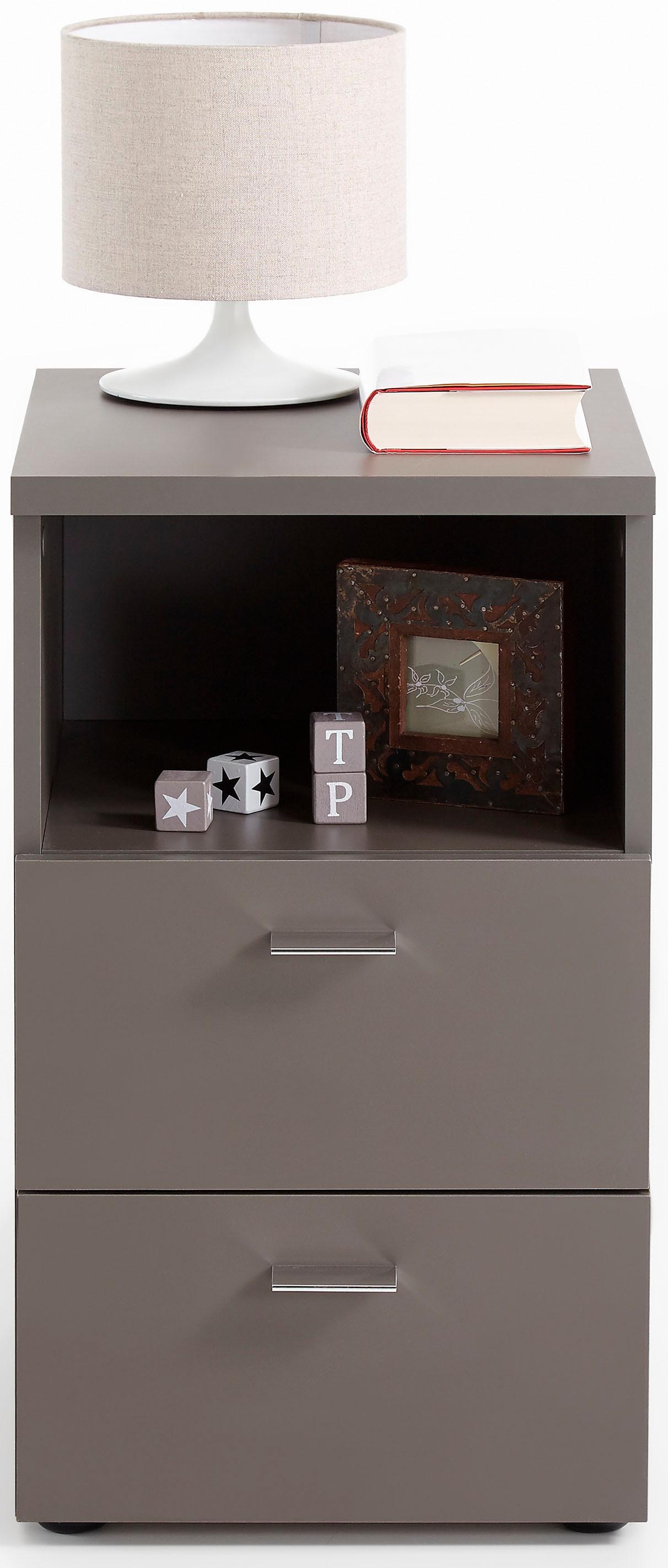 FMD Nachtkonsole »Suva« Nachttisch m. 2 Schubkästen und offenem Fach, 60 cm hoch, 35 cm breit