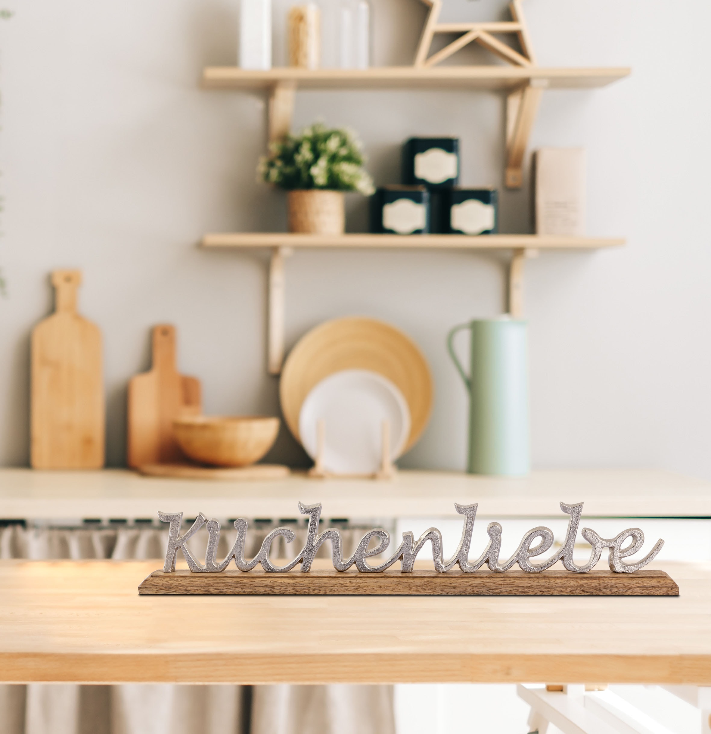 my home Deko-Schriftzug »Küchenliebe«, aus Metall, auf Holz kaufen | BAUR