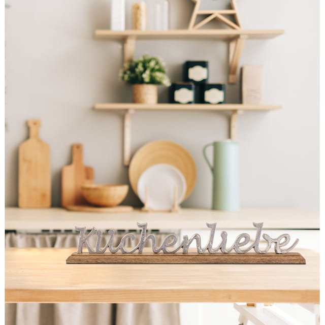 my home Deko-Schriftzug »Küchenliebe«, aus Metall, auf Holz kaufen | BAUR