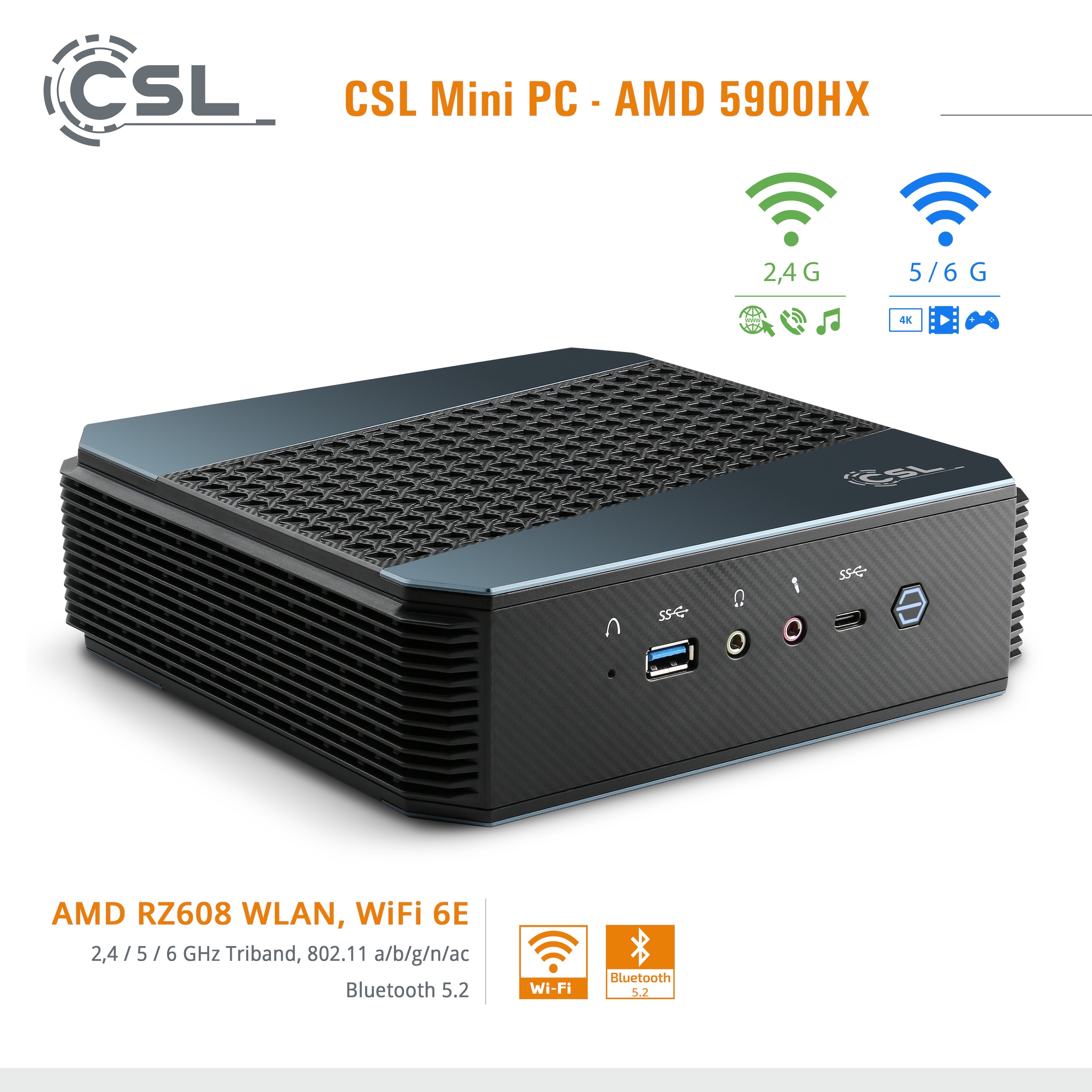 CSL Gaming-PC »AMD 5900HX / 32GB / 2000 GB M.2 SSD / Windo 11 Home«