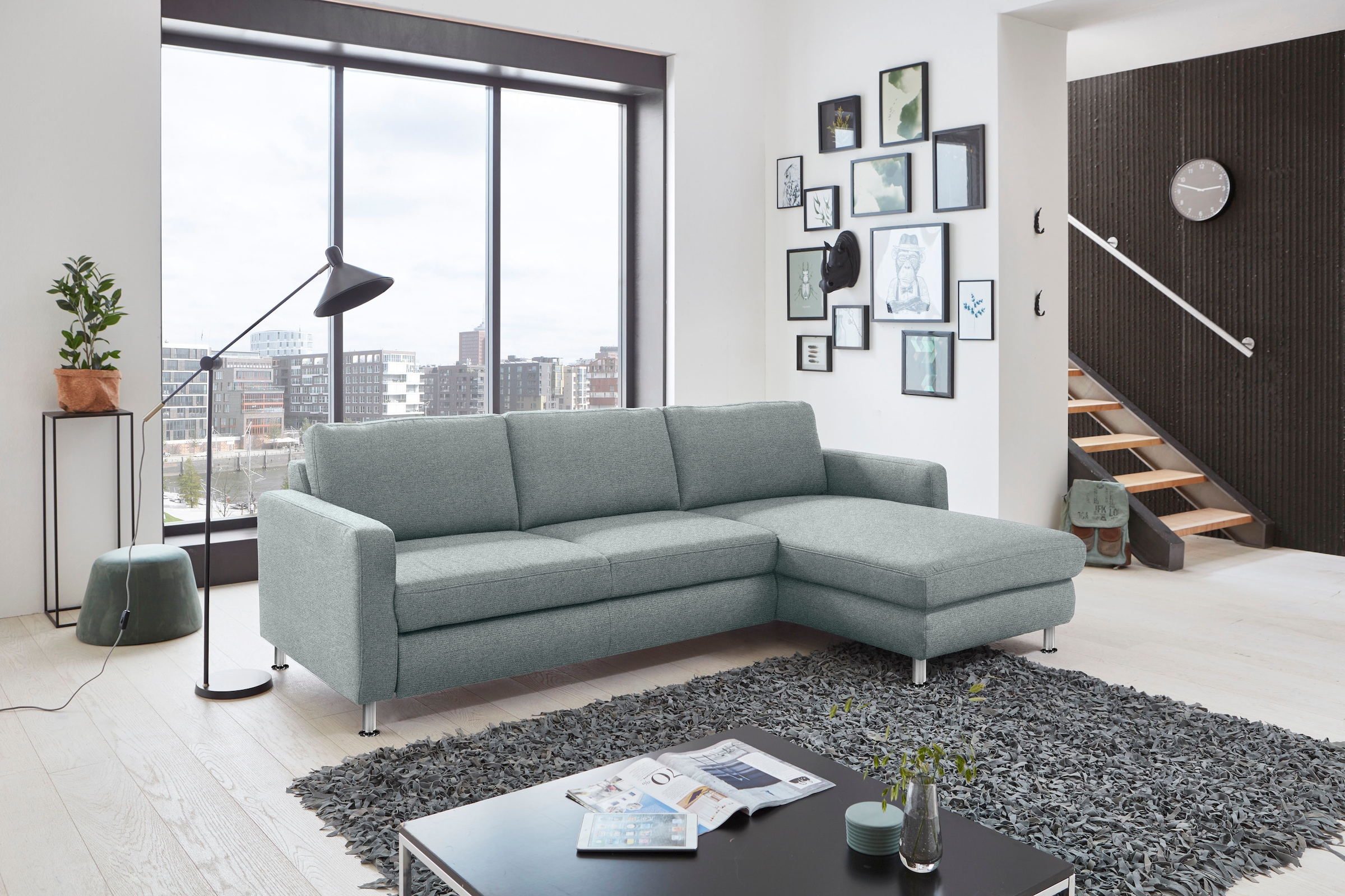 Die PlanBar Ecksofa "MP-IN19027 L-Form", wahlweise mit Bettfunktion, frei i günstig online kaufen