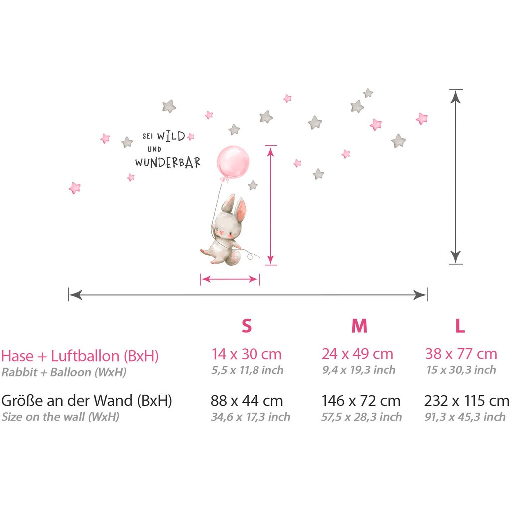 Wohnen Wohnaccessoires little DECO Wandtattoo »Little Deco Wandtattoo Sei wild & Hase mit Luftballon« Wohnen Wohnaccessoires little DECO Wandtattoo »Little Deco Wandtattoo Sei wild & Hase mit Luftballon«
