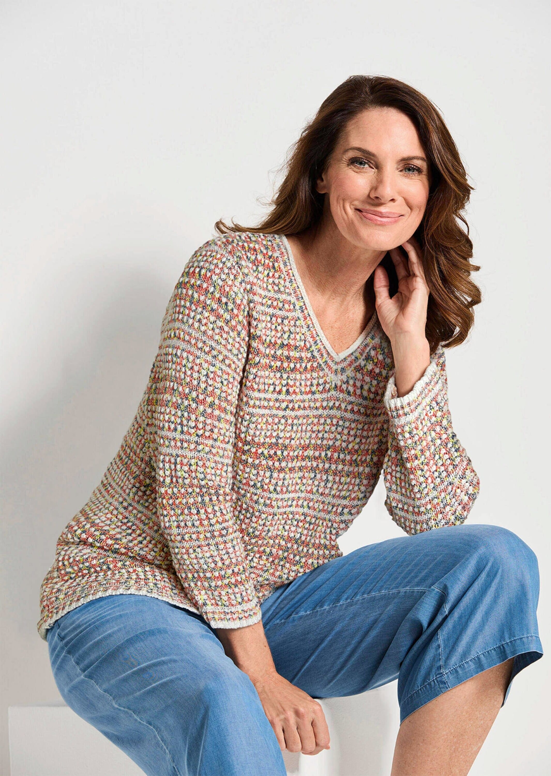 GOLDNER Rundhalspullover "Kurzgröße Strukturpullover mit 3D-Effekt" Faszini günstig online kaufen