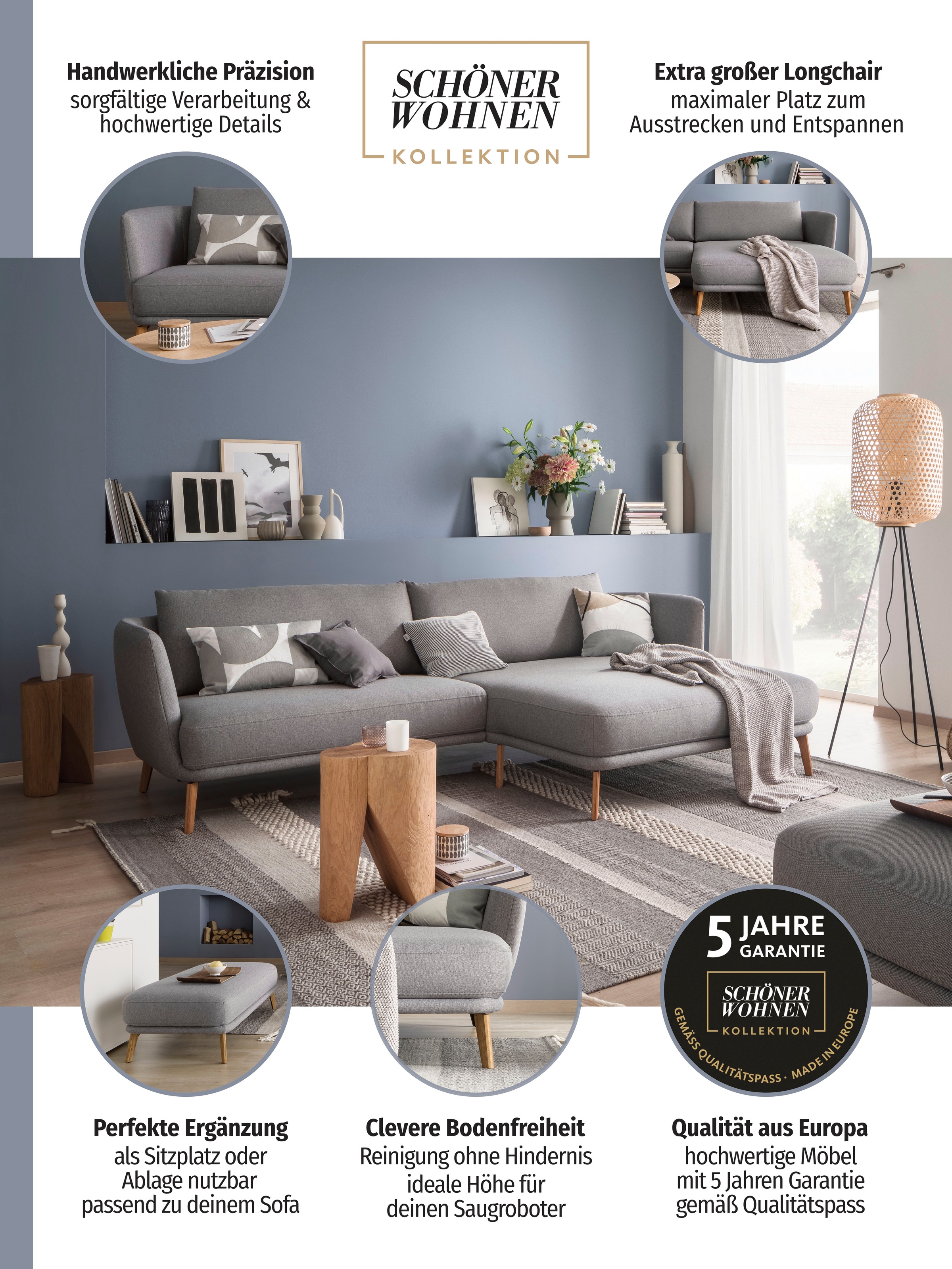 SCHÖNER WOHNEN-Kollektion Ecksofa "Pearl, zeitlos und elegant, 5 Jahre Hers günstig online kaufen