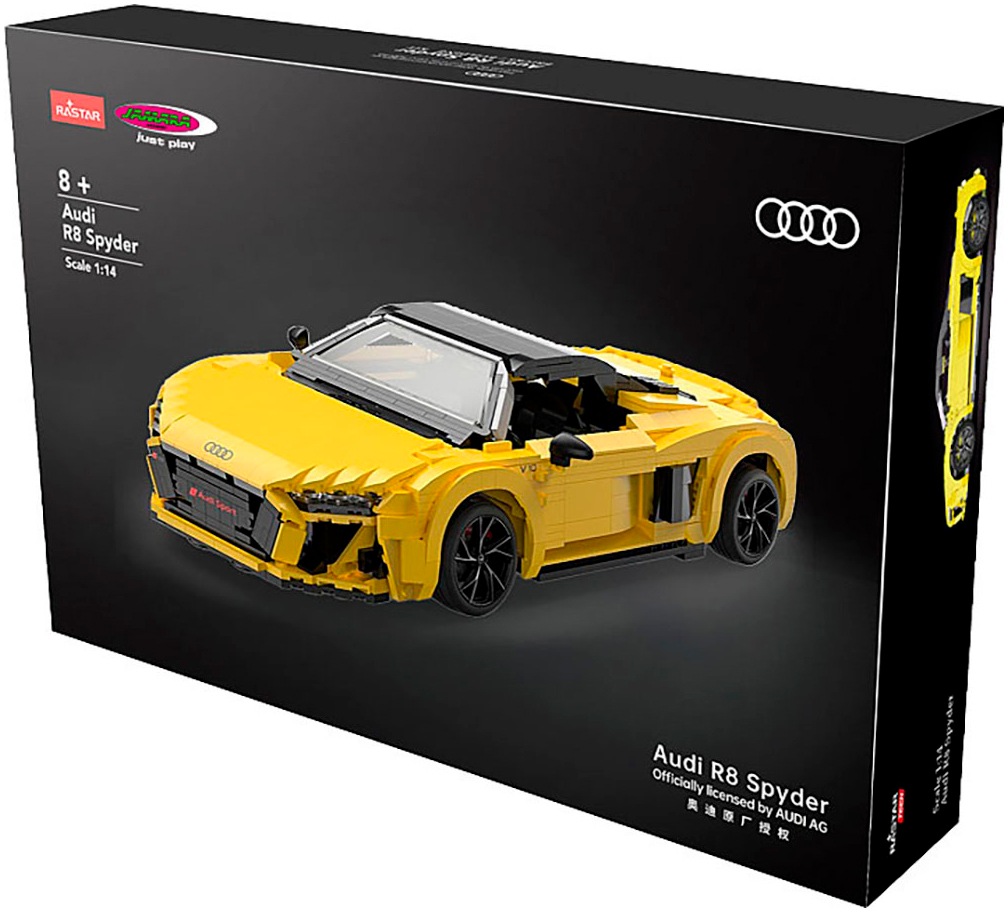 Jamara Konstruktions-Spielset »Audi R8 Spyder 1:14 gelb Bricks«, (1440 St.), Maßstab 1:14, offiziell lizensiert