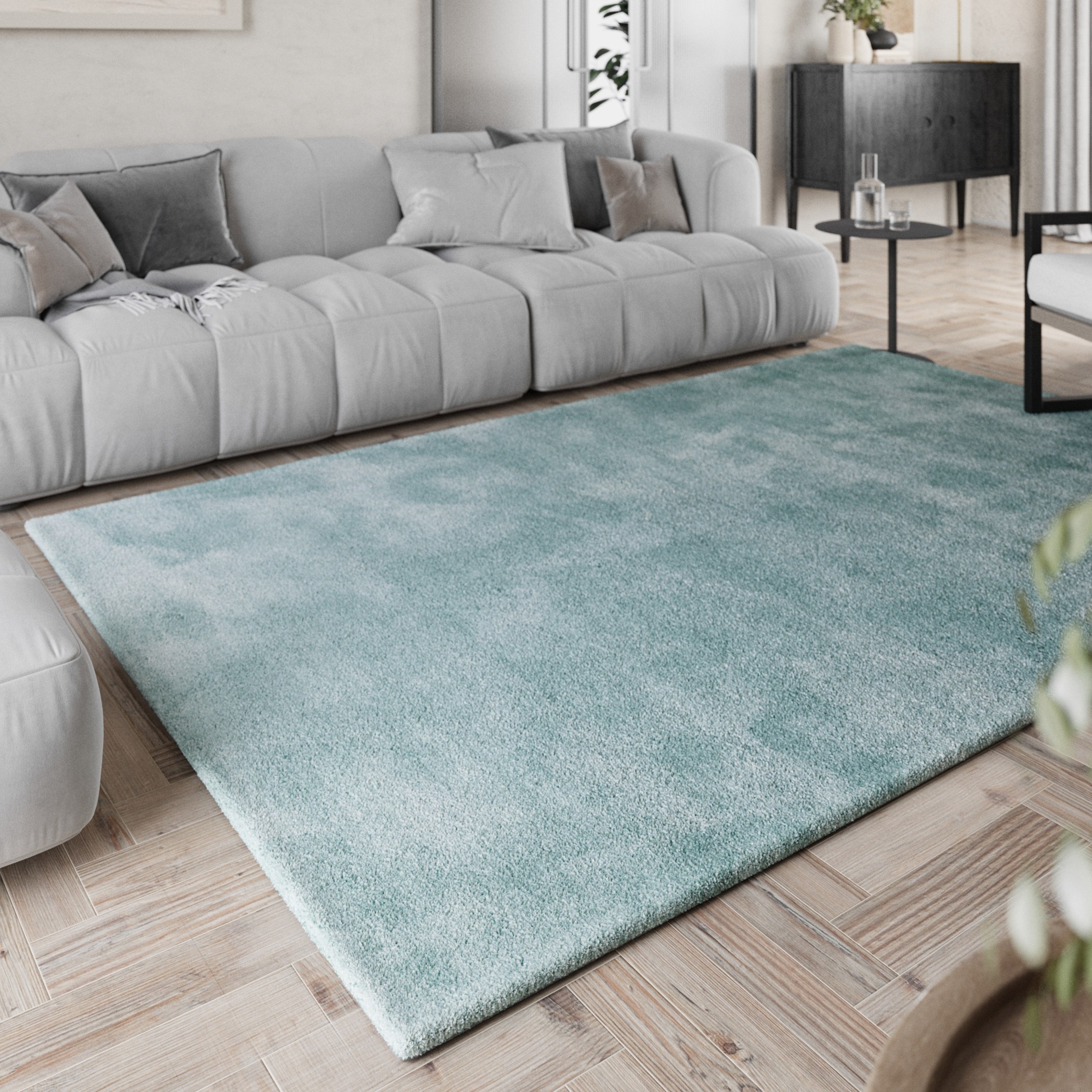 Homie Living Teppich »Pisa« rund 25 mm Höhe Hochflor, Microfaser, uni, weich, Shaggy, Wohnzimmer, Schlafzimmer