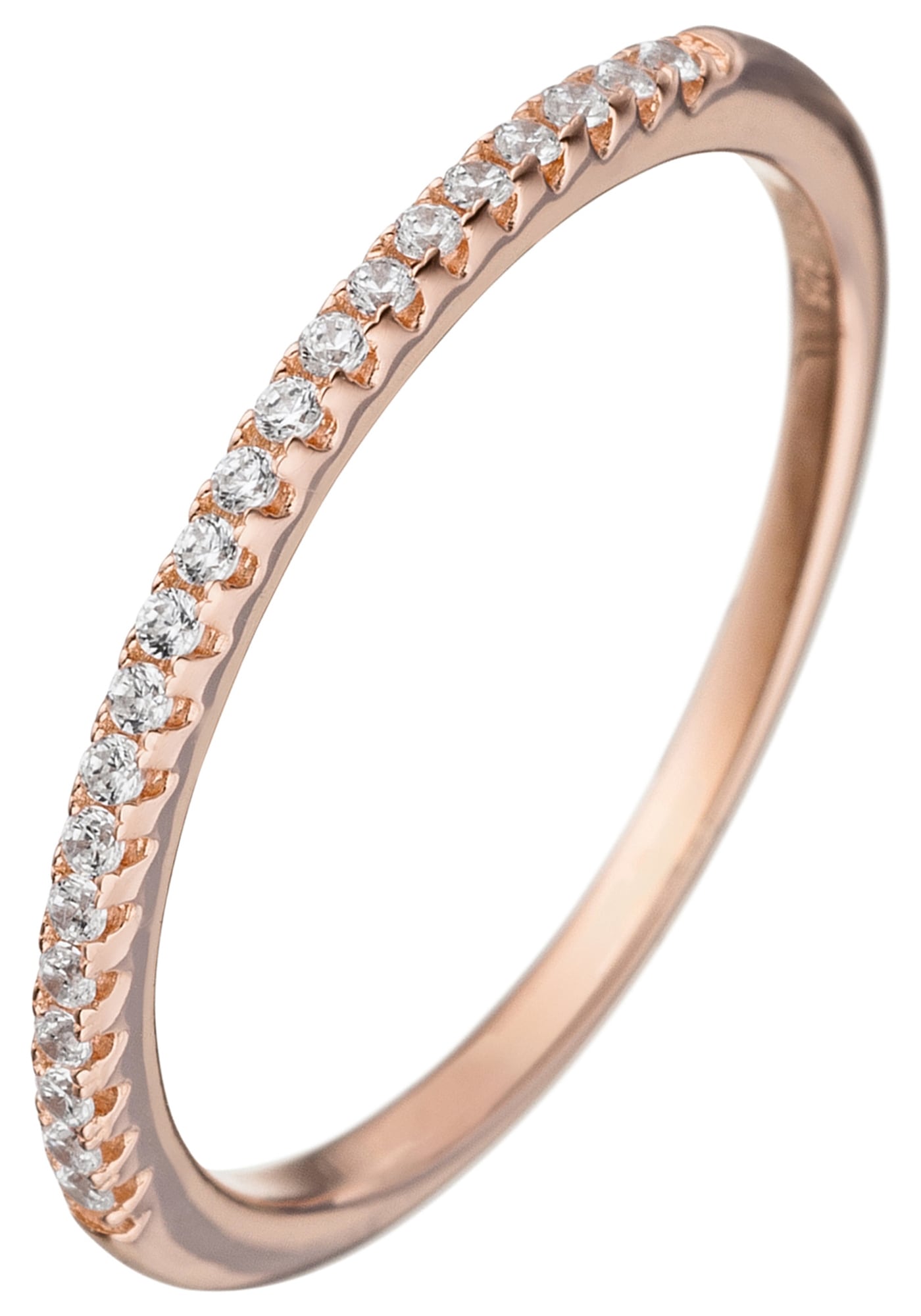 JOBO Fingerring, schmal 925 Silber roségold vergoldet mit 21 Zirkonia