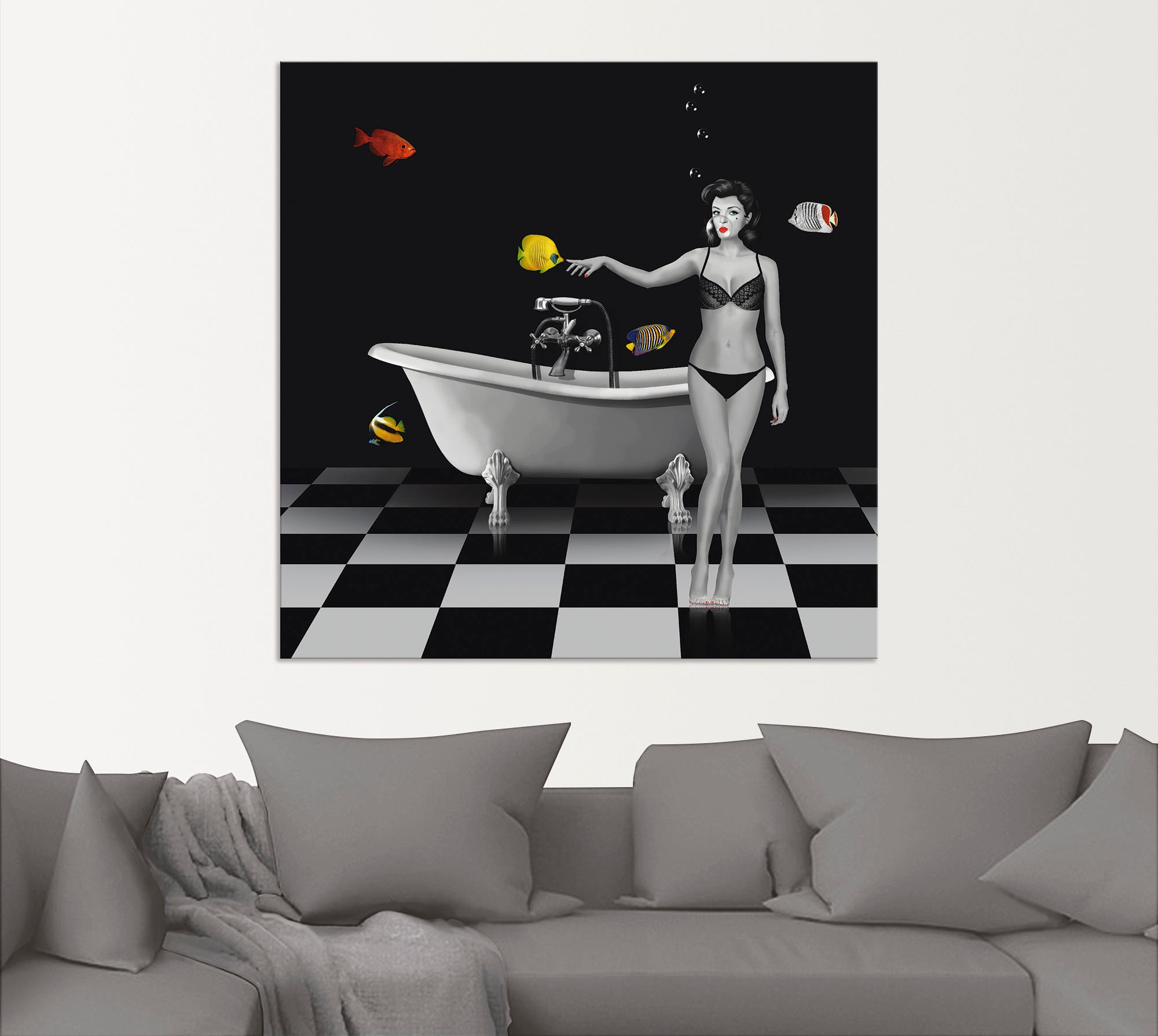 Artland Wandbild »Ein Badezimmer für Fische«, Frau, (1 St.), als Alubild, Outdoorbild, Leinwandbild in verschied. Größen