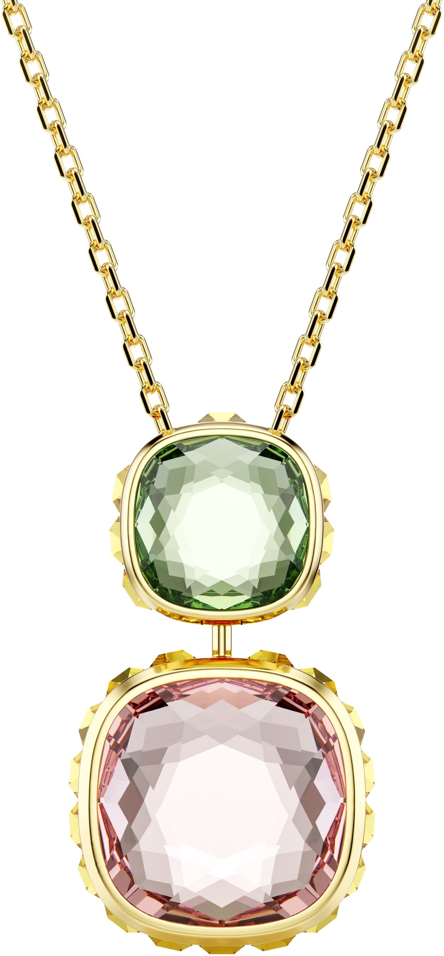 Kette mit Anhänger SWAROVSKI "Schmuck Geschenk Chroma Anhänger", gold (gelbgoldfarben, pink, grün), Halsketten, Damen, Metall, L: 49, mit Swarovski ReCreated™ Crystal - Einhänger drehbar 2