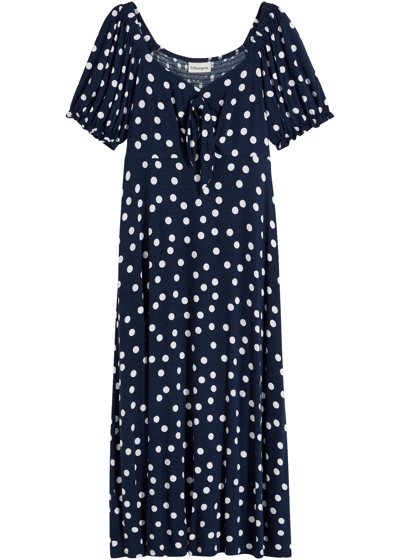 bonprix Midikleid mit Smock am Rücken, ausgestellte Passform, Kurzarm