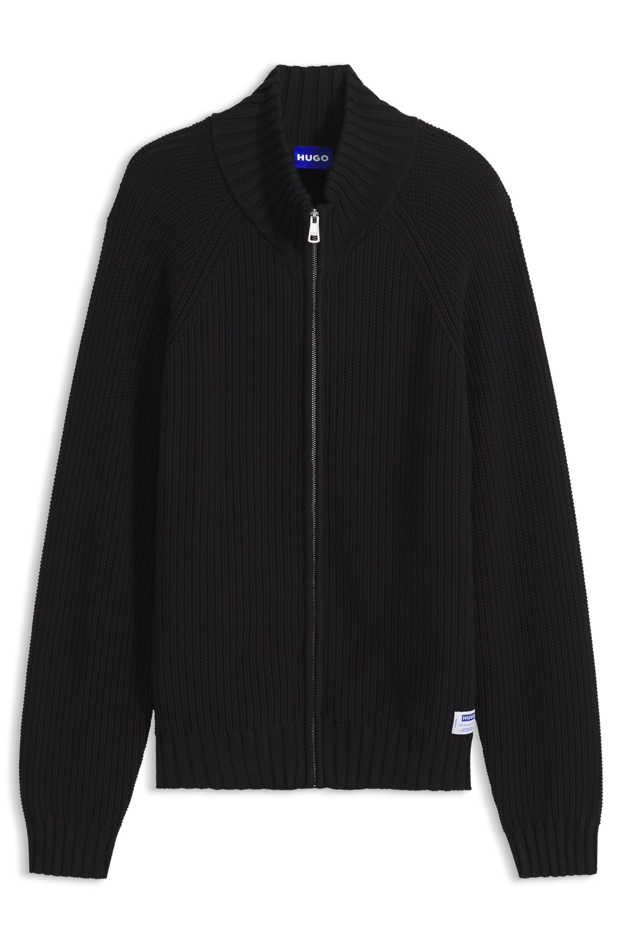 HUGO Strickjacke »Sonzie« Rippstrick, Regular Fit, reine Baumwolle